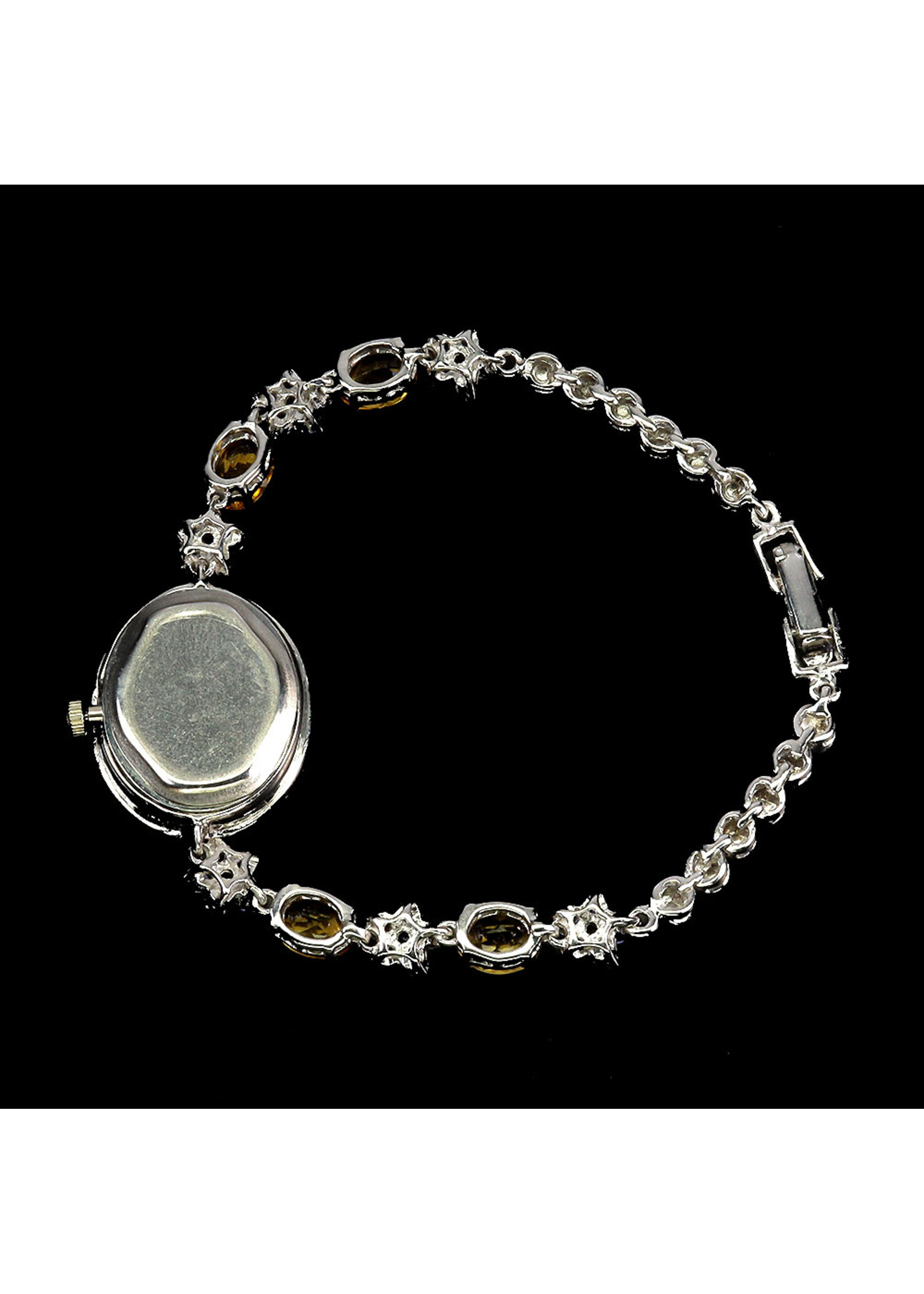 925 rhodium plated silver watch set with natural Citrine and Tanzanite - Copy
