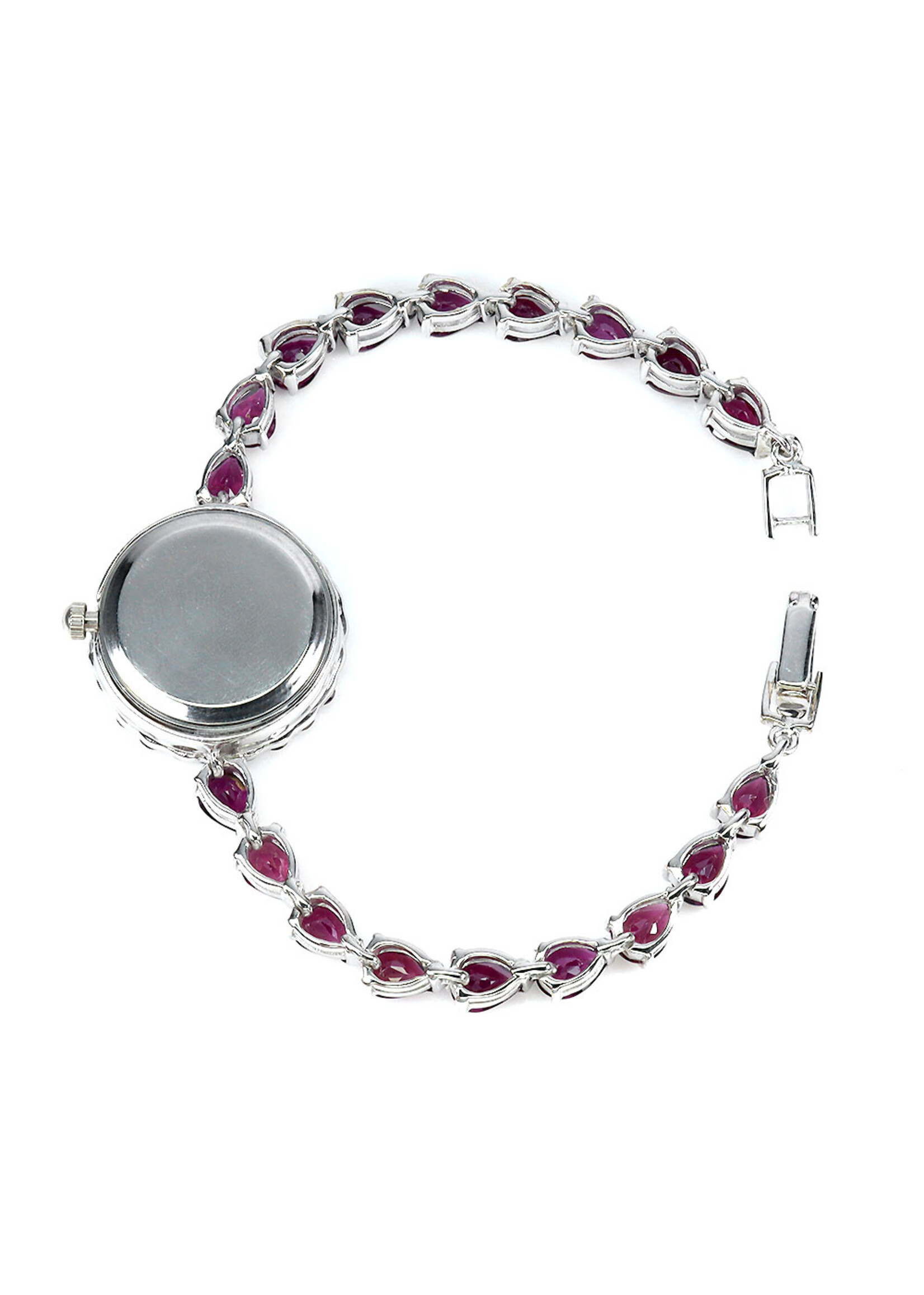 925 gerhodineerd zilveren horloge bezet met natuurlijke Rhodolieten - Copy - Copy