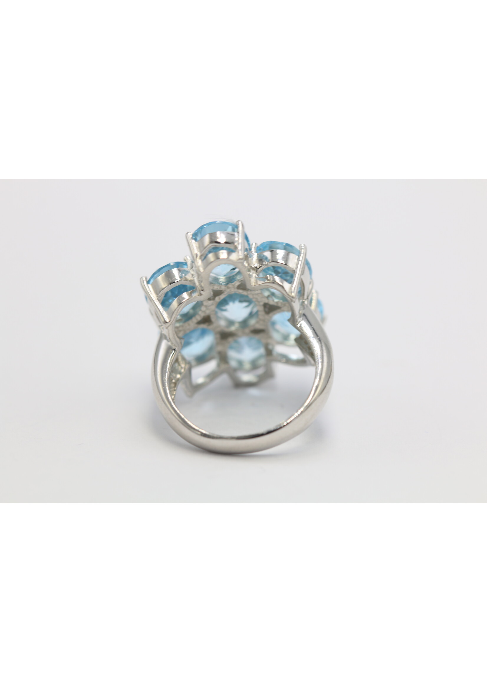 925 rhodium plated silver ring set with natural Blue Topaz