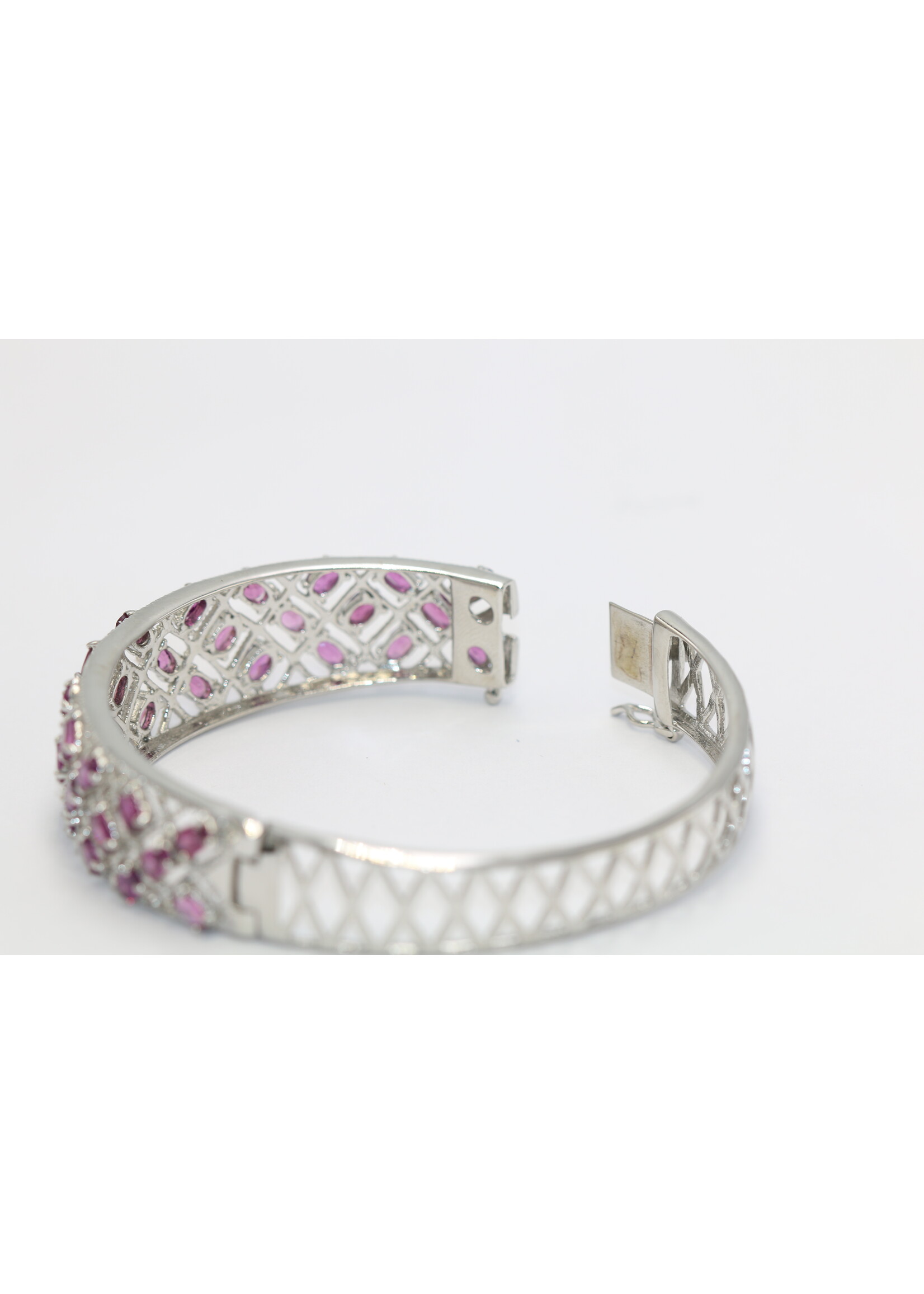 925 gerhodineerd zilveren Armband bezet met natuurlijke Rhodolieten