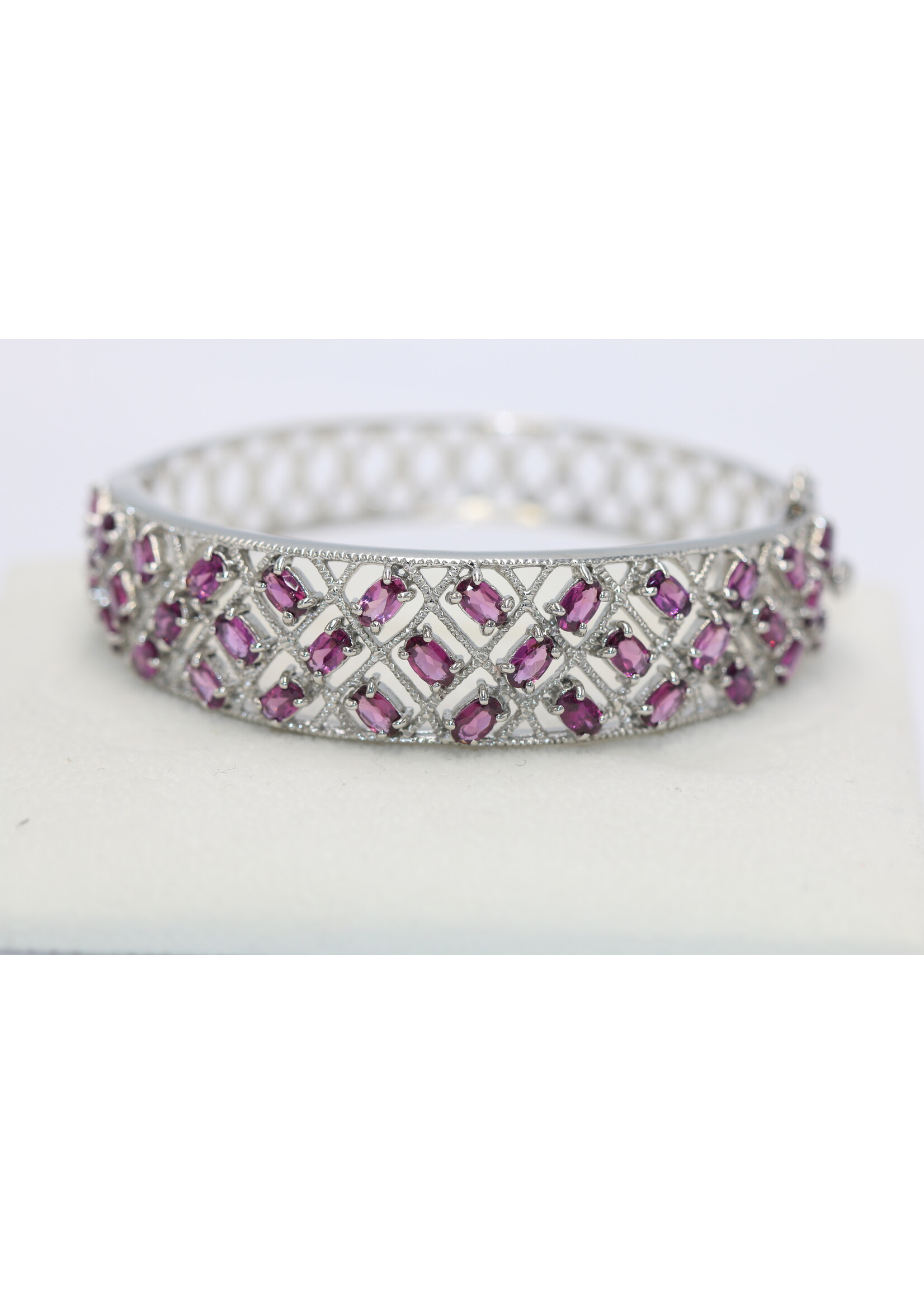 925 gerhodineerd zilveren Armband bezet met natuurlijke Rhodolieten