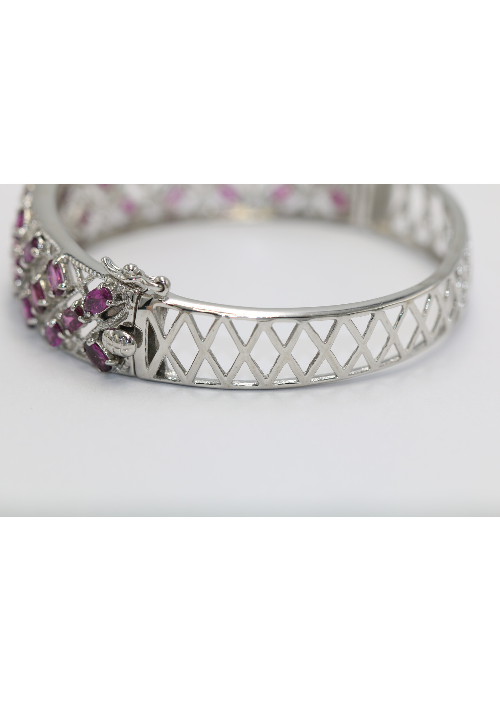 925 gerhodineerd zilveren Armband bezet met natuurlijke Rhodolieten