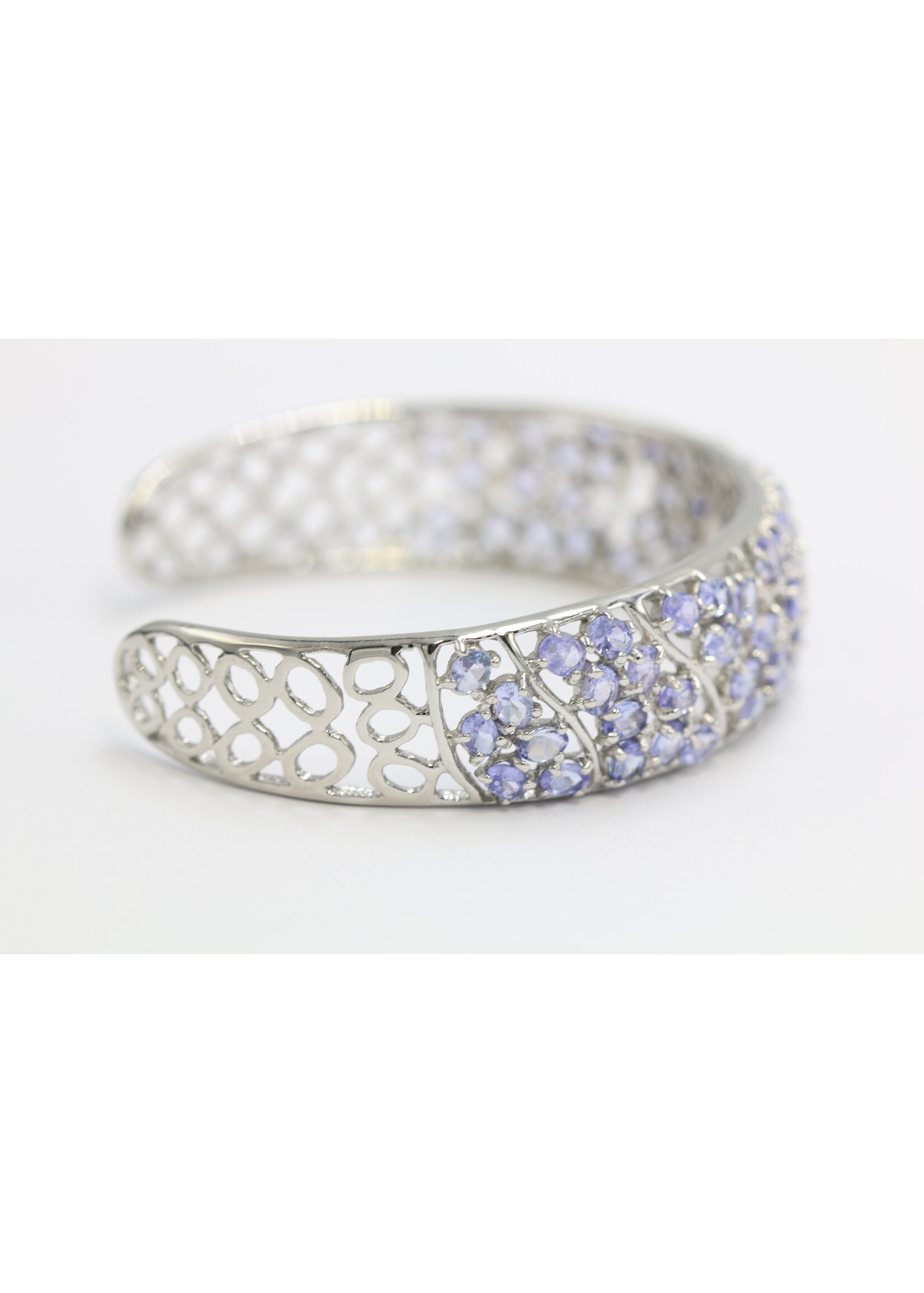 Bracciale in argento rodiato 925 con tanzaniti naturali