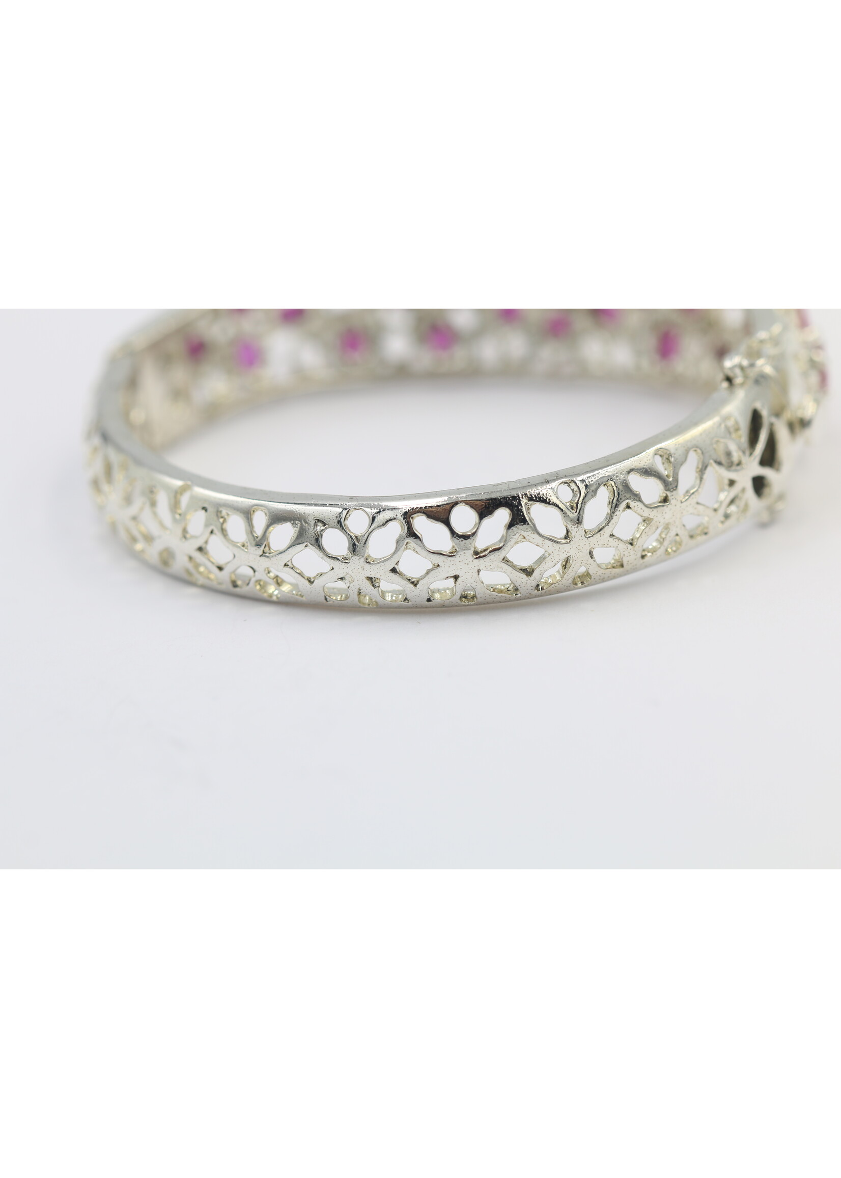 925 gerhodineerd zilveren Armband bezet met natuurlijke Robijnen