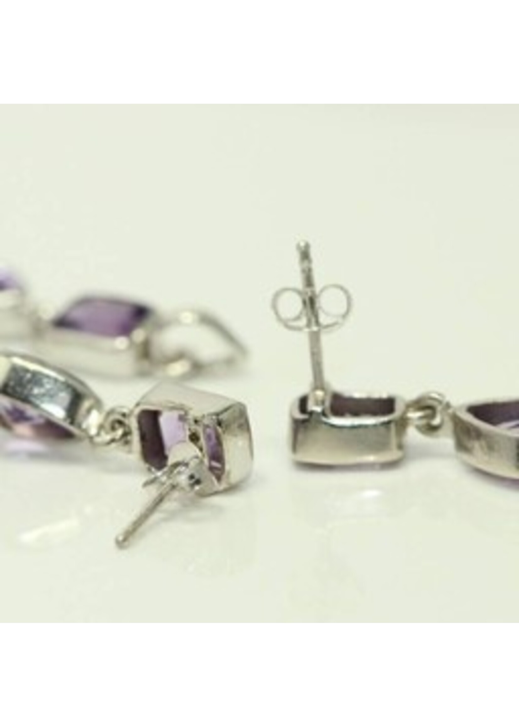Set 925 rhodium silver set with natural Amethyst