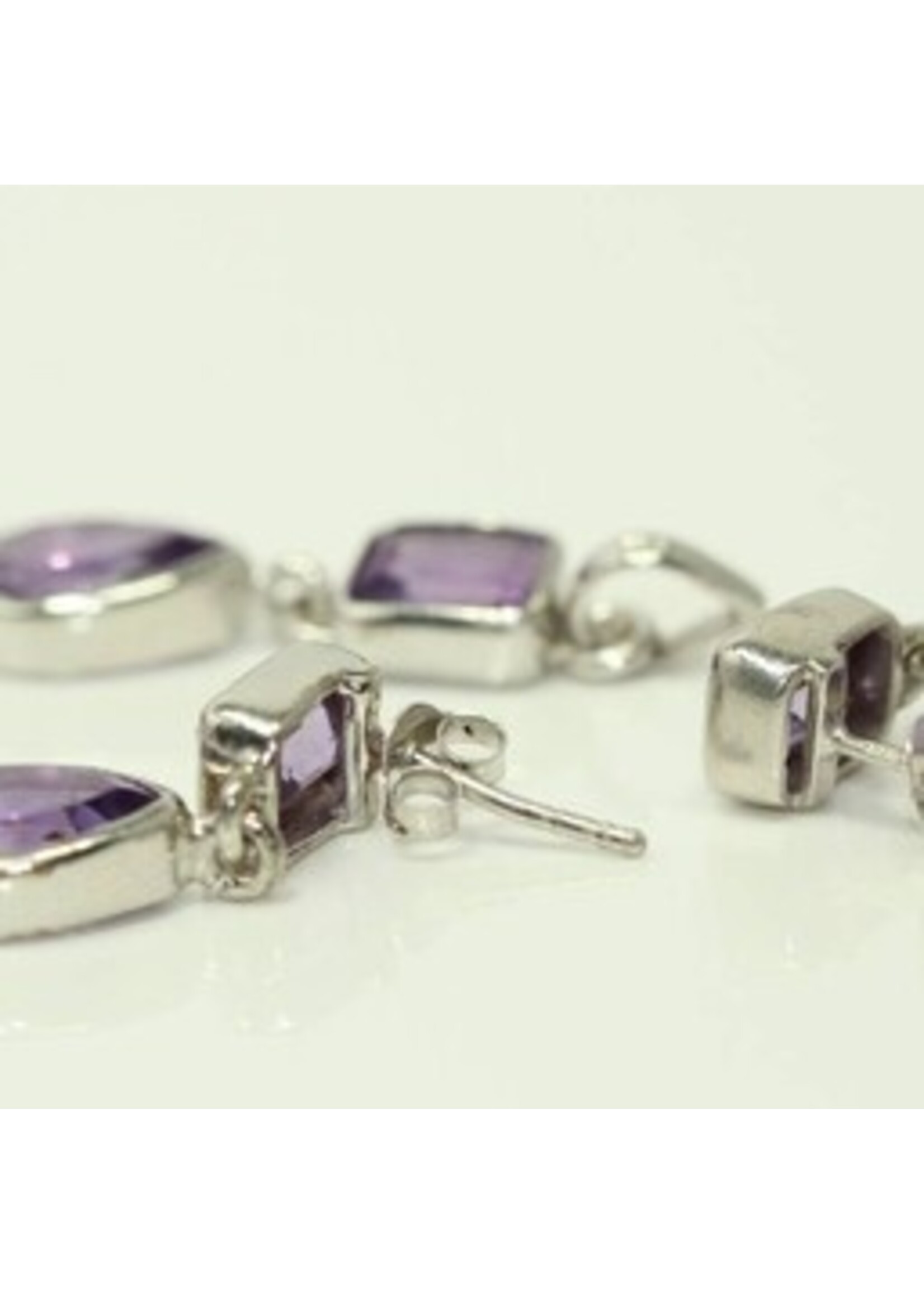 Set 925 rhodium silver set with natural Amethyst