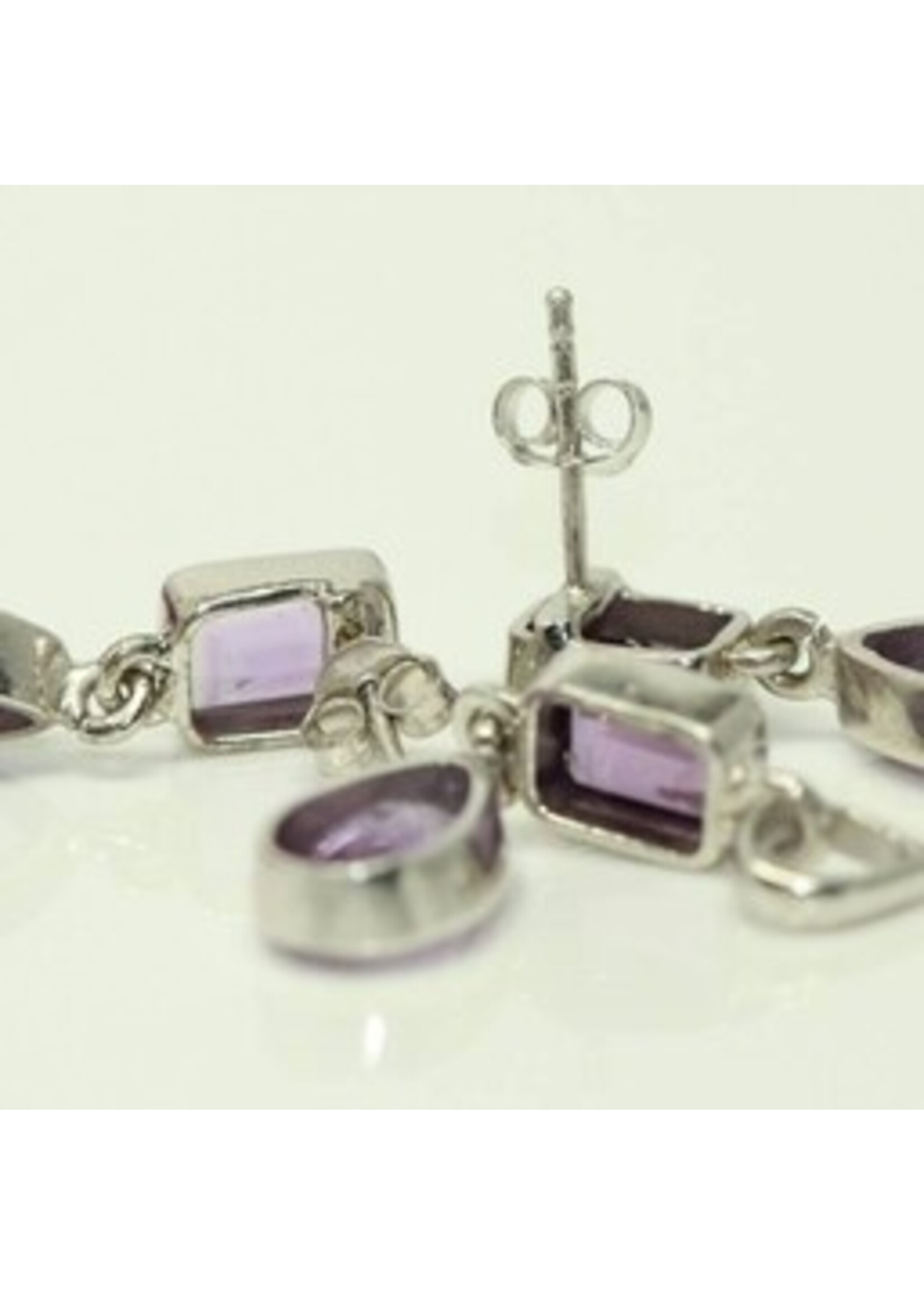 Set 925 rhodium silver set with natural Amethyst