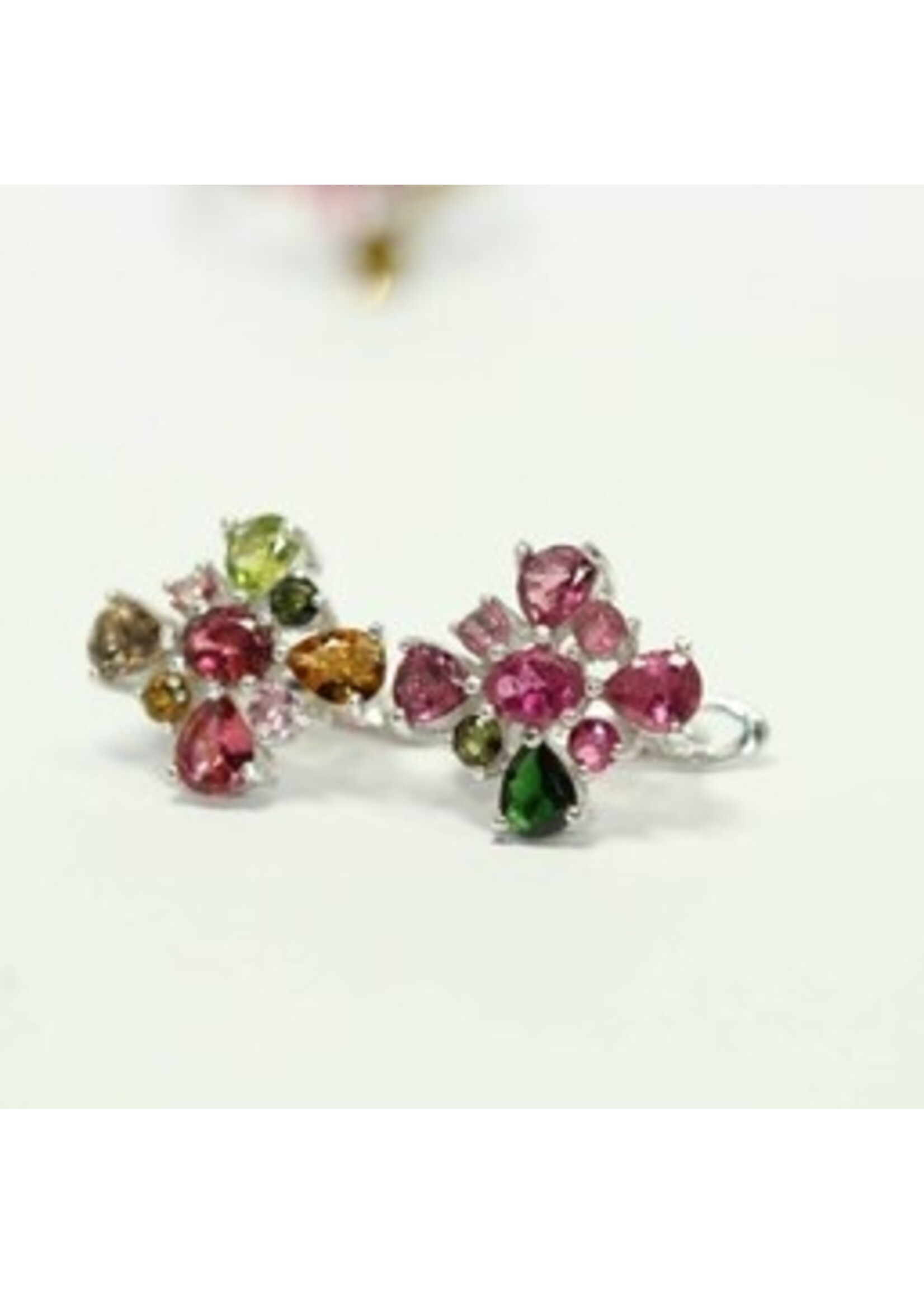 Set set argento 925 rodiato con naturale Tourmaline multicolore