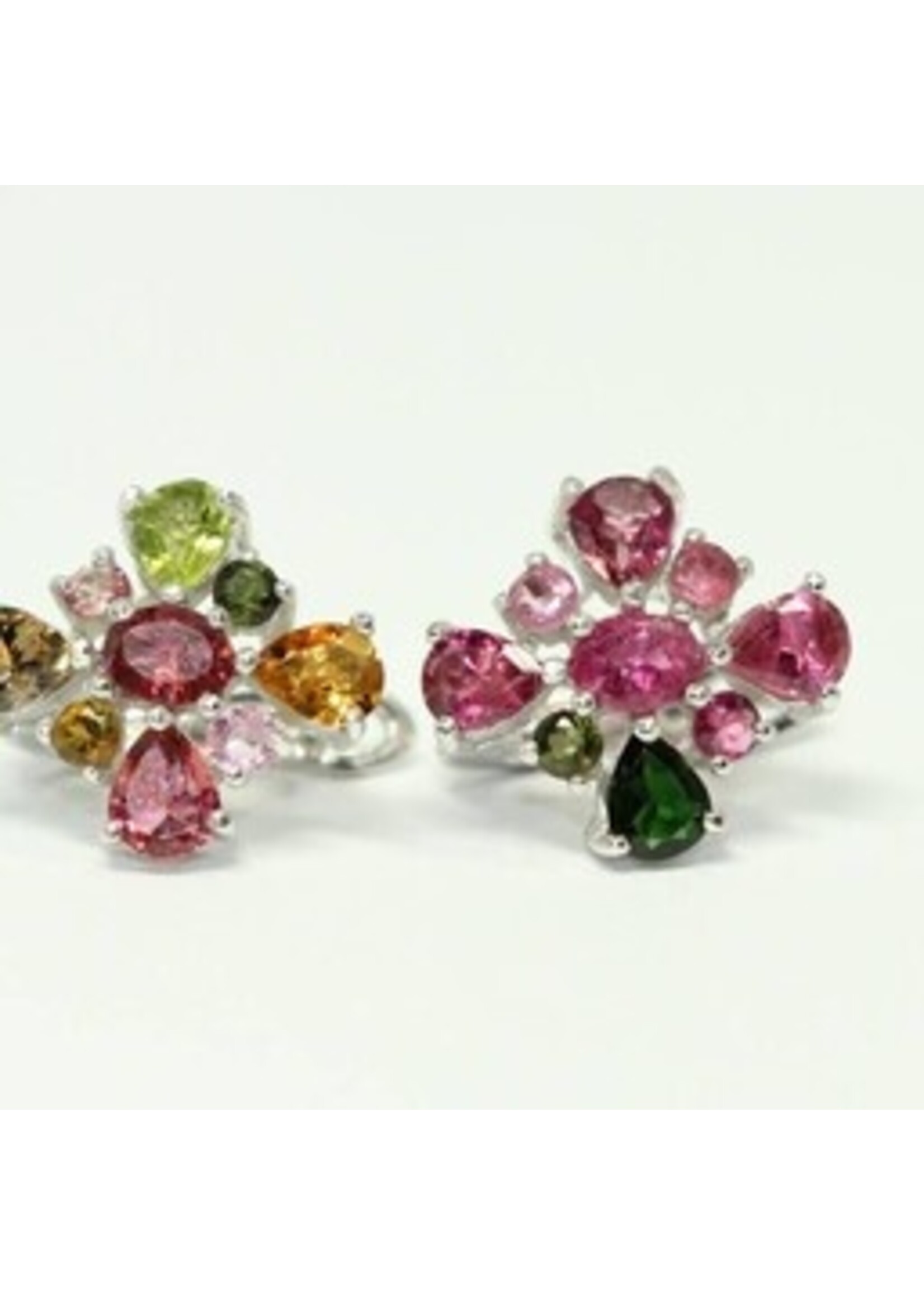 Set set argento 925 rodiato con naturale Tourmaline multicolore