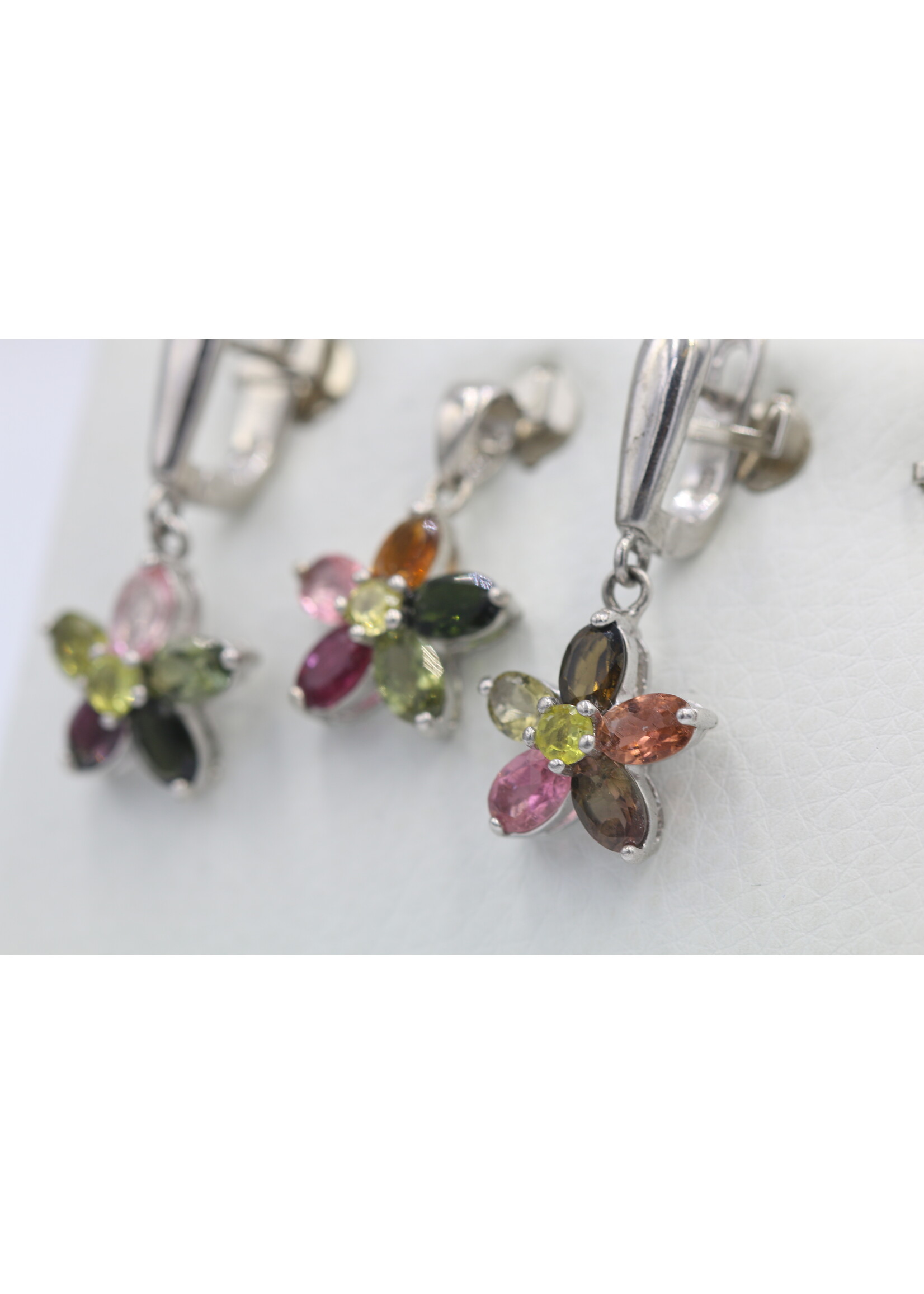 Parure in Argento 925 rodiato con Tormaline naturali Multicolor