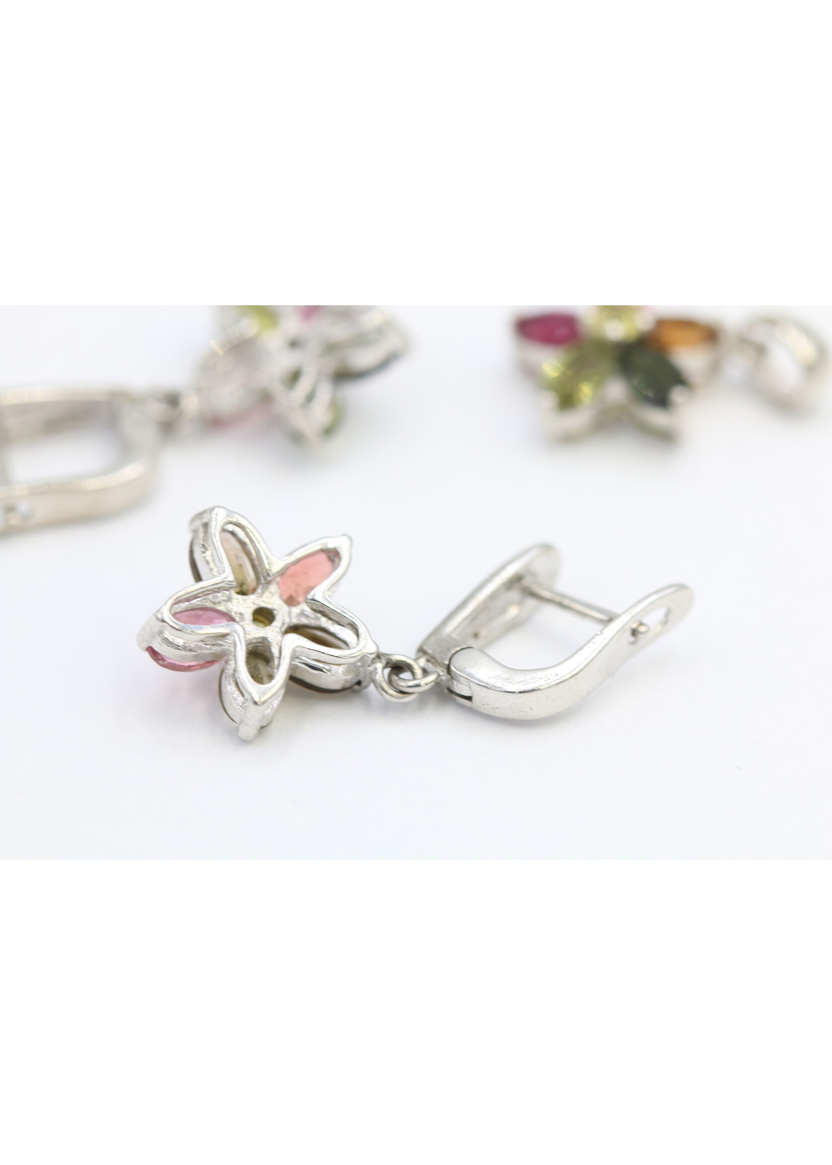 Parure in Argento 925 rodiato con Tormaline naturali Multicolor