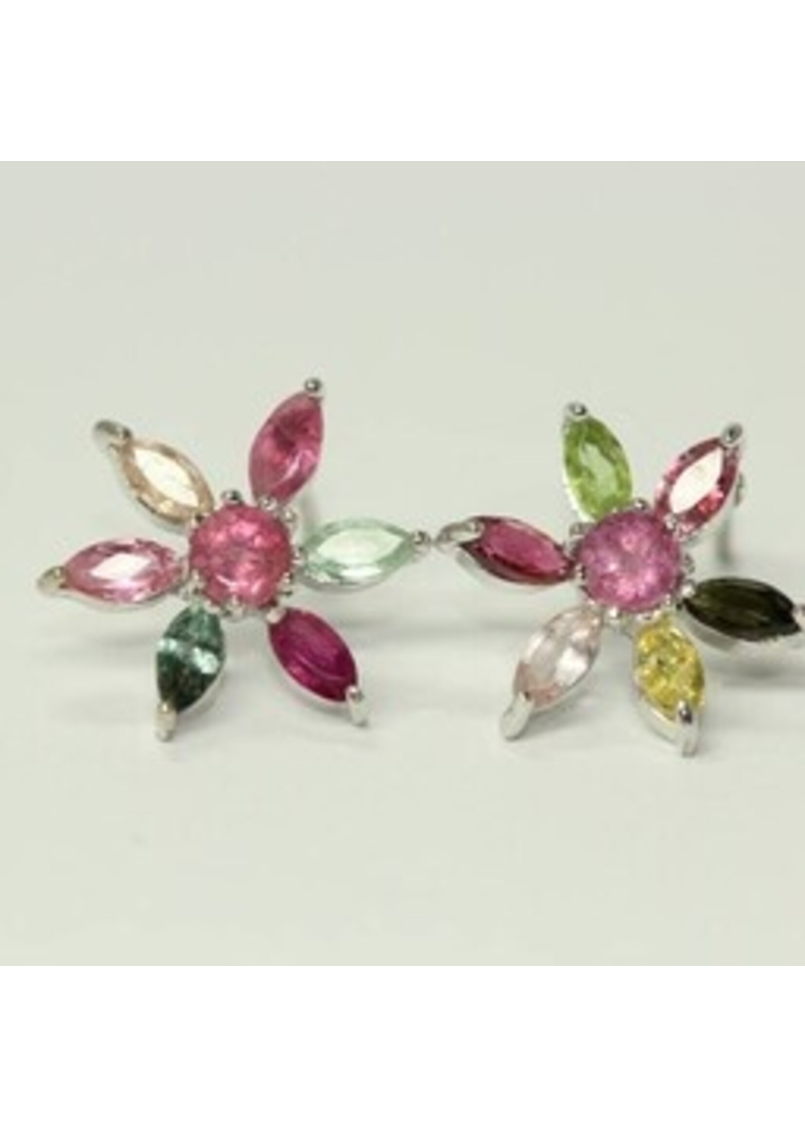 Set set argento 925 rodiato con naturale Tourmaline multicolore