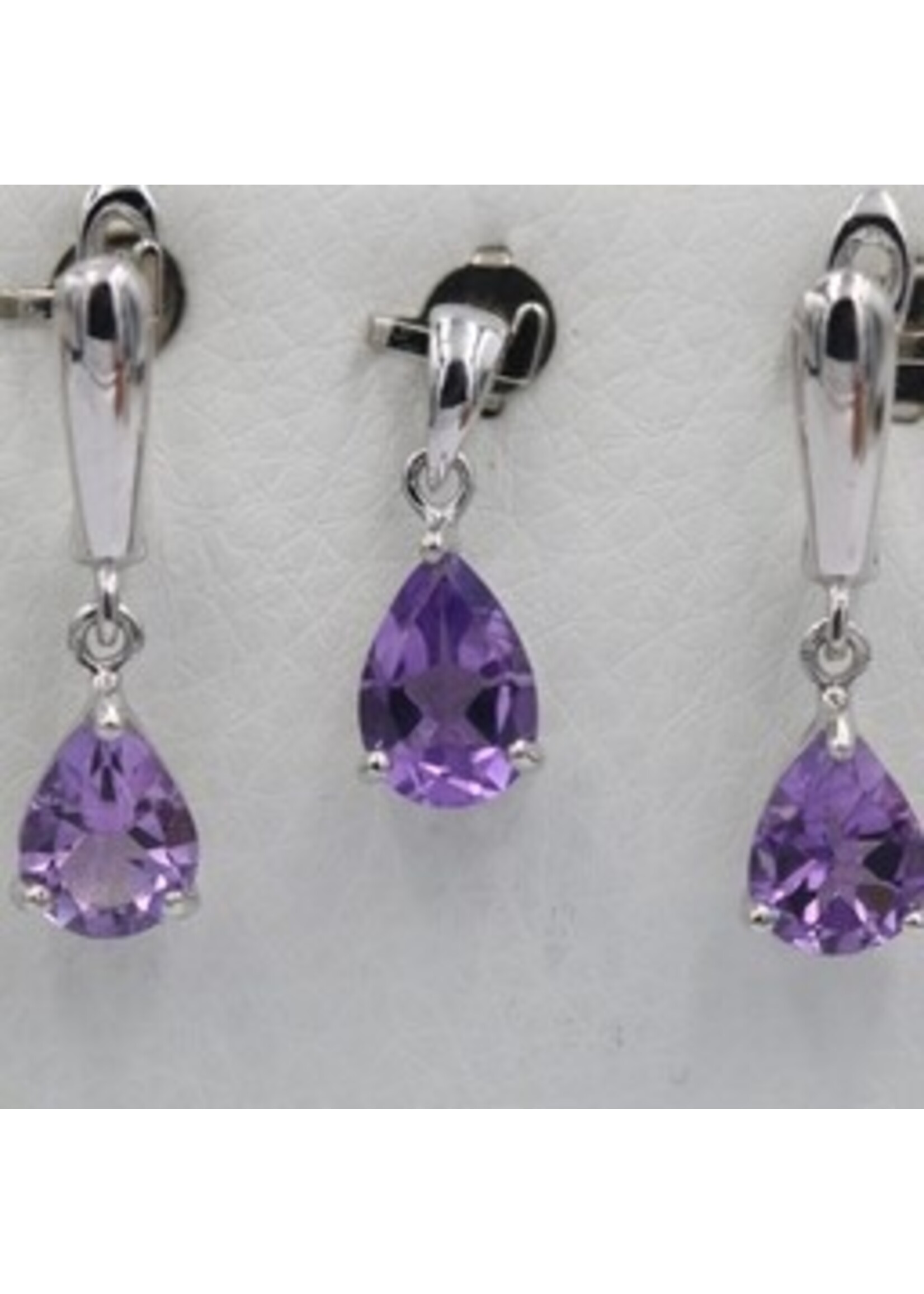 Set argento 925 rodiato set con ametista naturale