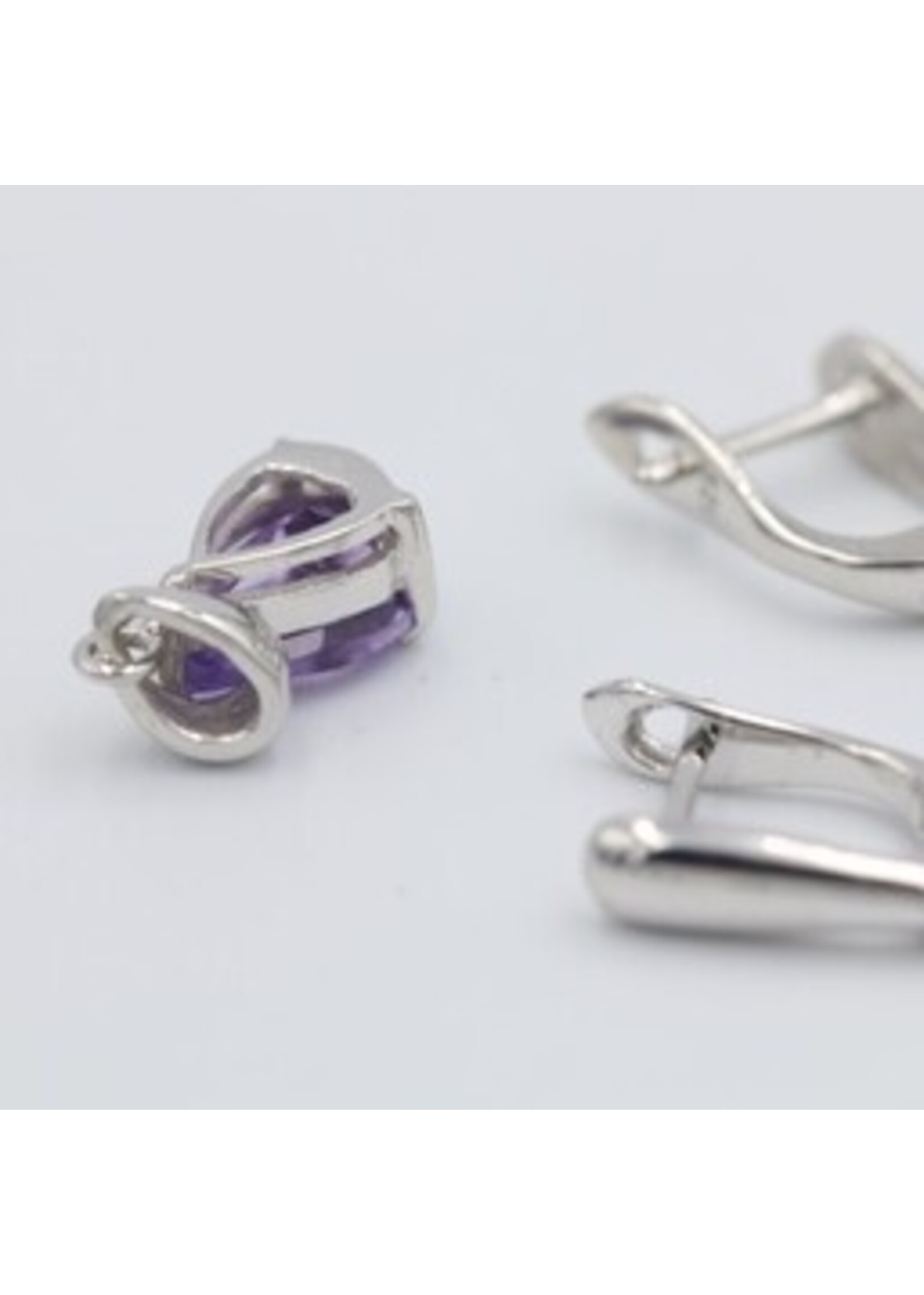 Set 925 rhodium silver set with natural Amethyst