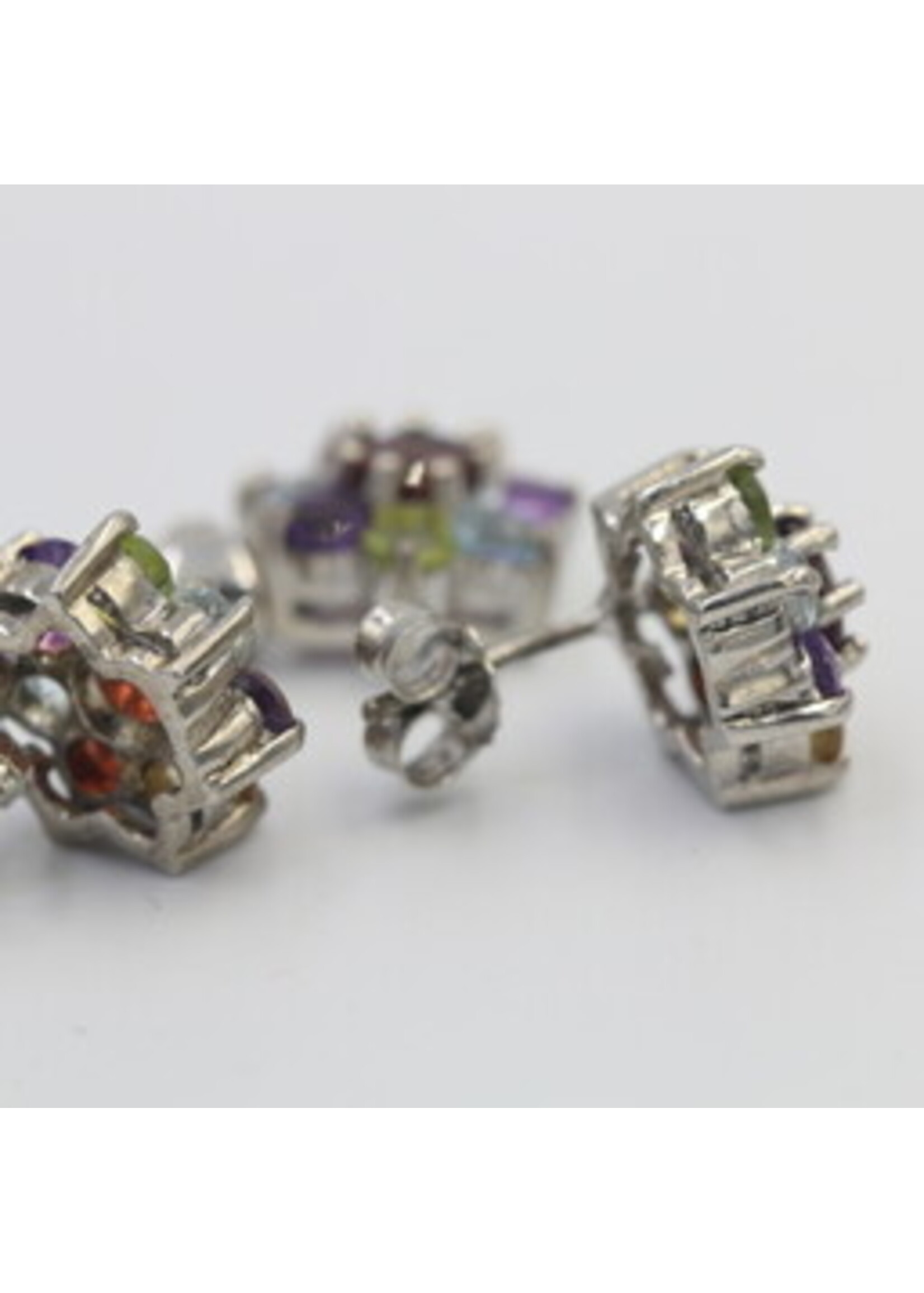 925 gerhodineerd zilveren Set bezet met natuurlijke Granaat,Amethist,Peridot,Citrien en Blauwe Topaas