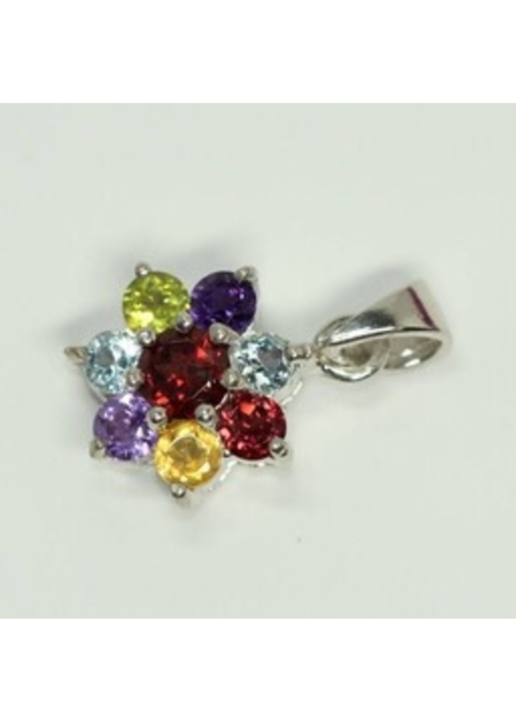 925 gerhodineerd zilveren Set bezet met natuurlijke Granaat,Amethist,Peridot,Citrien en Blauwe Topaas