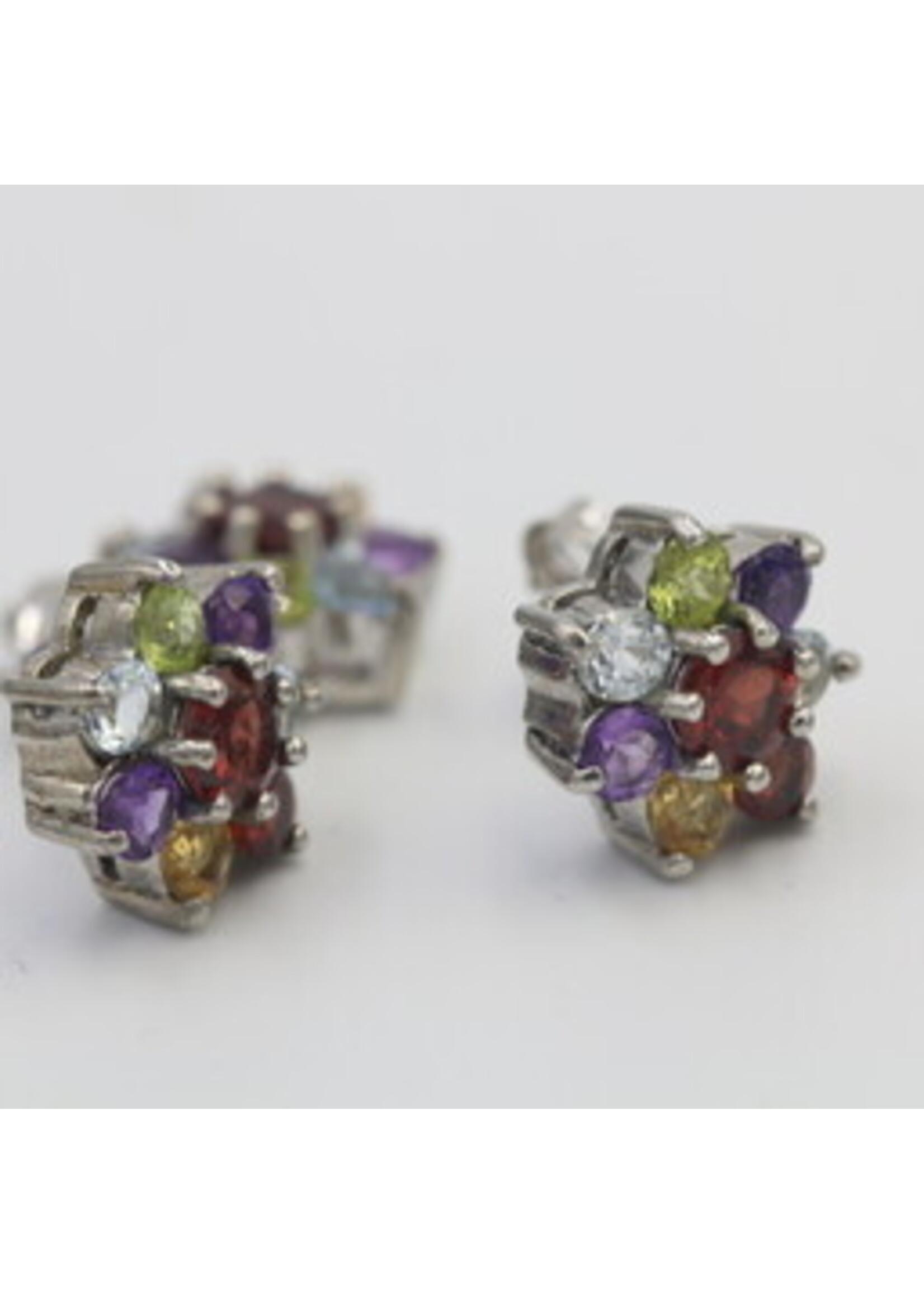 925 gerhodineerd zilveren Set bezet met natuurlijke Granaat,Amethist,Peridot,Citrien en Blauwe Topaas