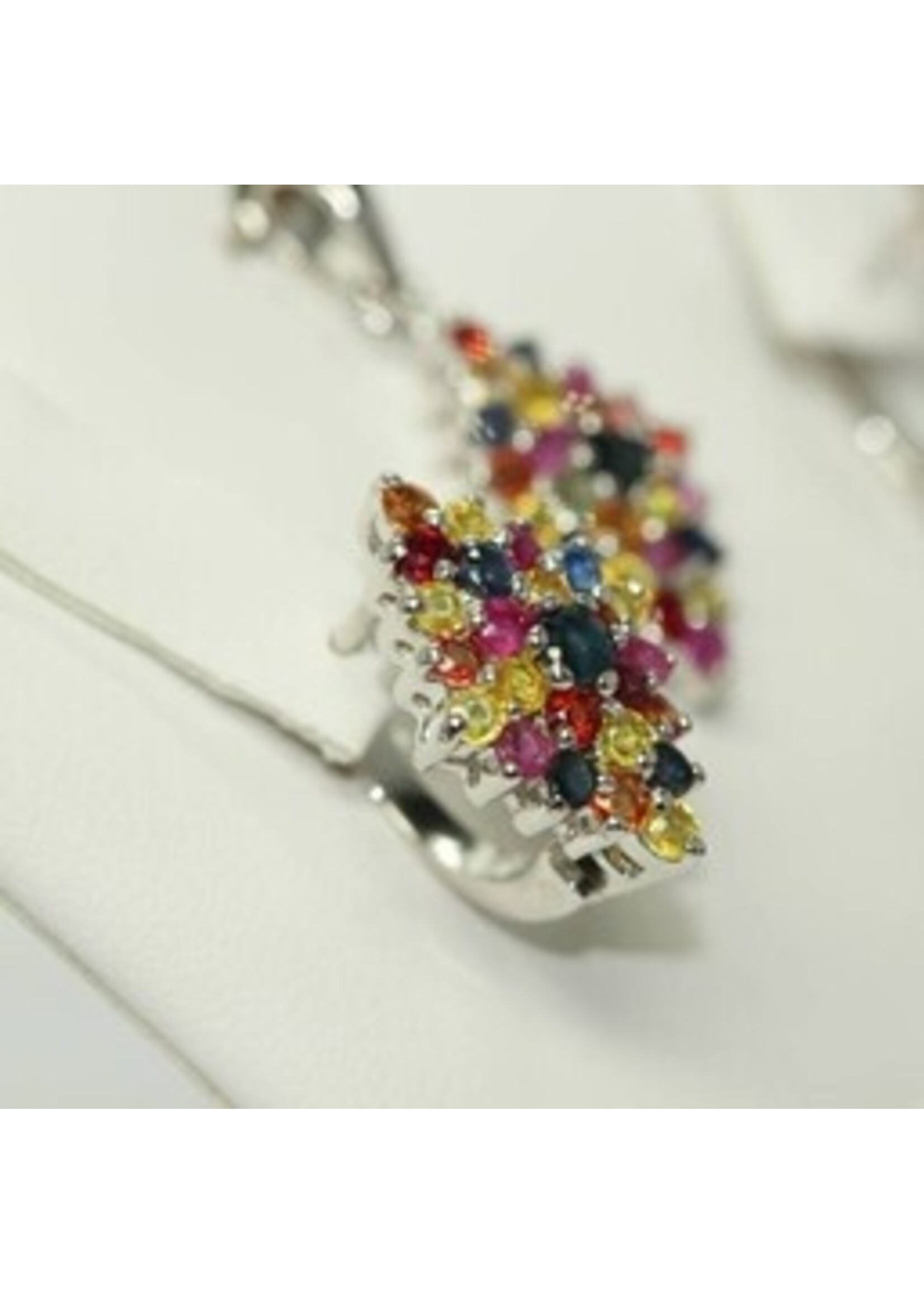 Set argento 925 rodiato set con zaffiri multicolori naturali -