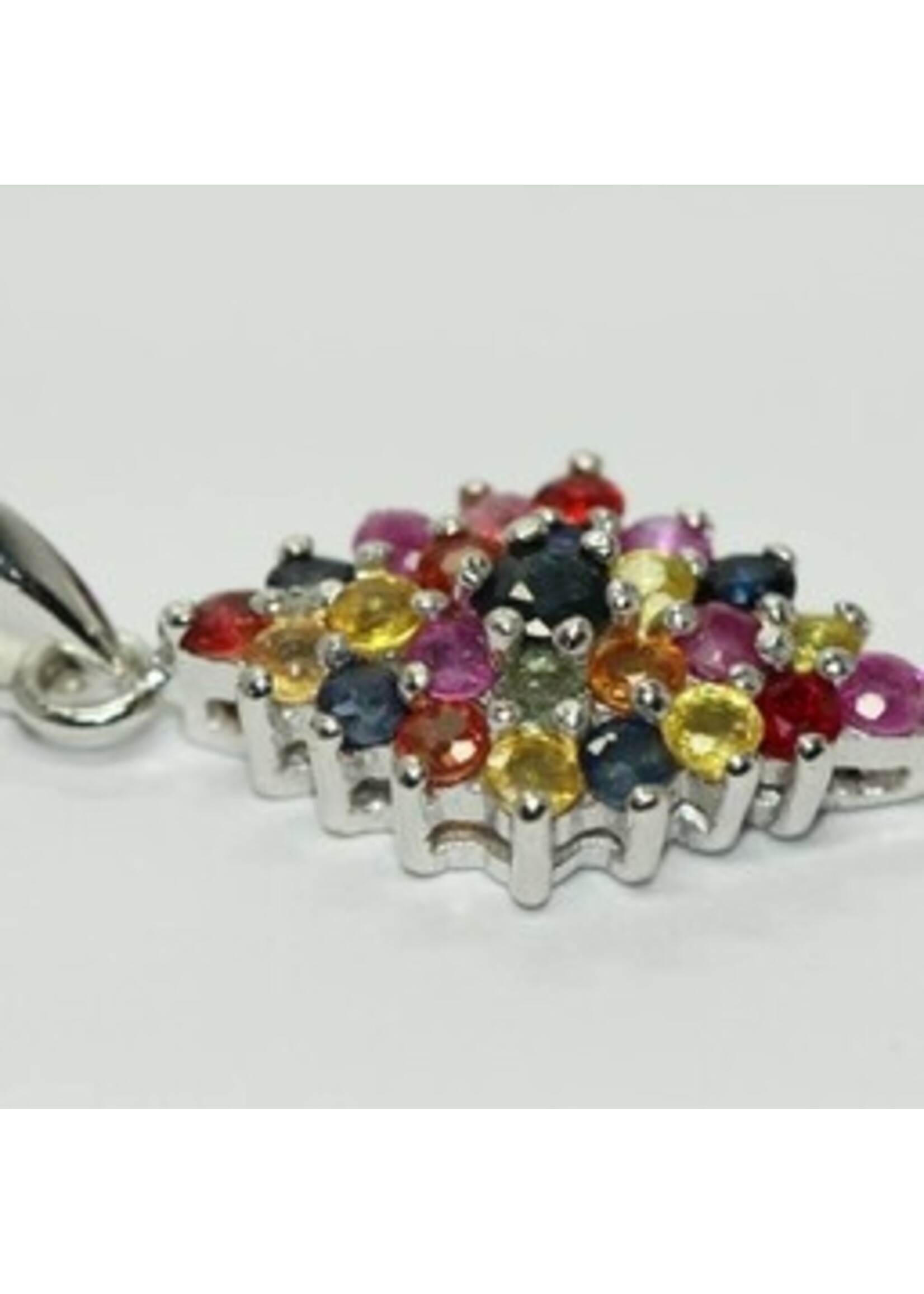 Set argento 925 rodiato set con zaffiri multicolori naturali -