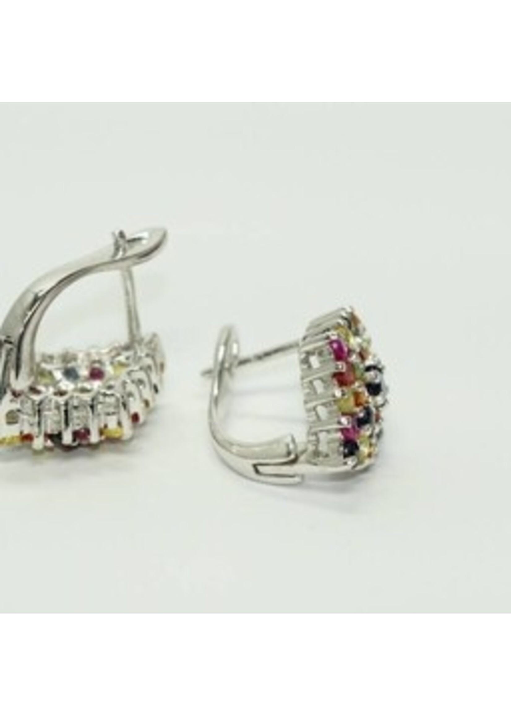Set argento 925 rodiato set con zaffiri multicolori naturali -