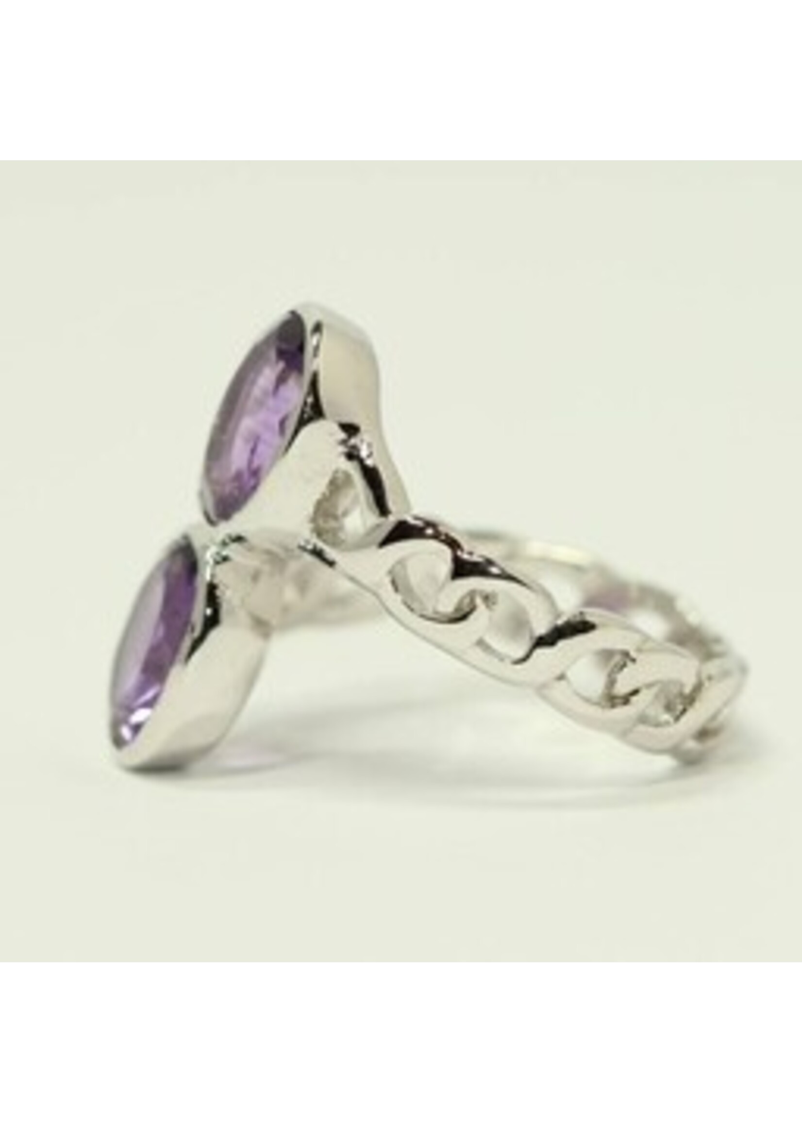 Bague en argent 925 rhodié serti de améthyste naturelle -
