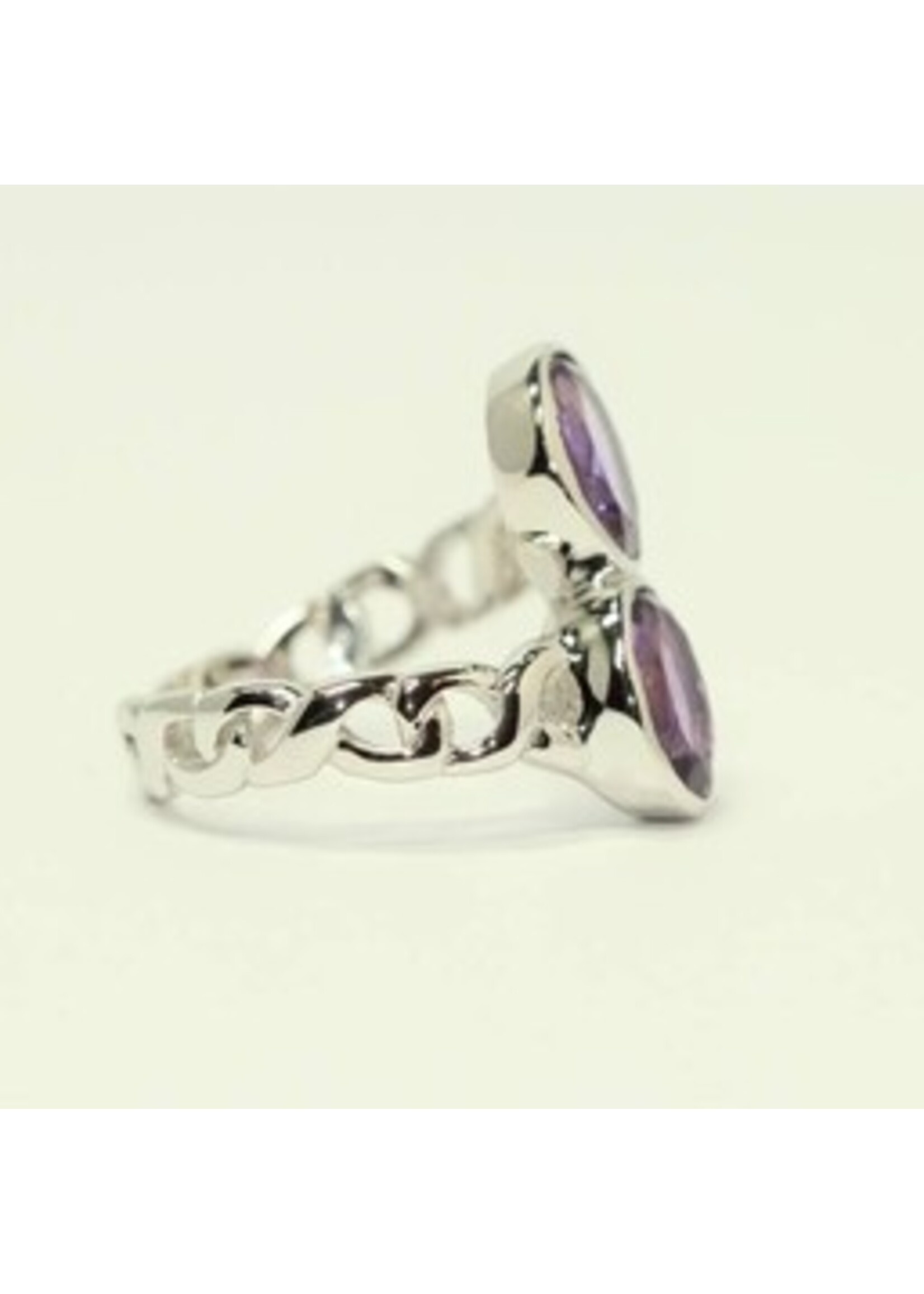 Bague en argent 925 rhodié serti de améthyste naturelle -