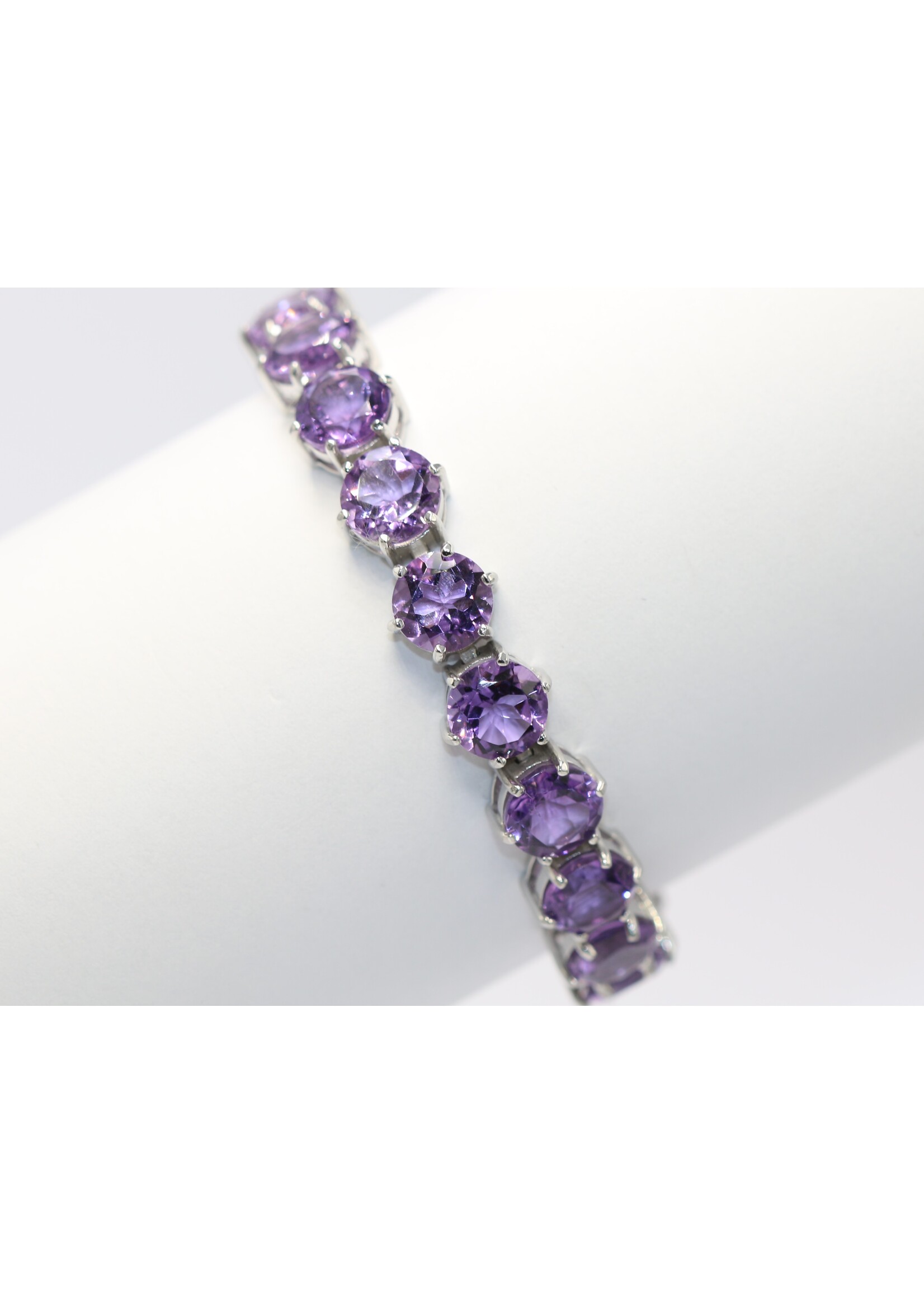 Bracciale in argento rodiato 925 con ametiste naturali -