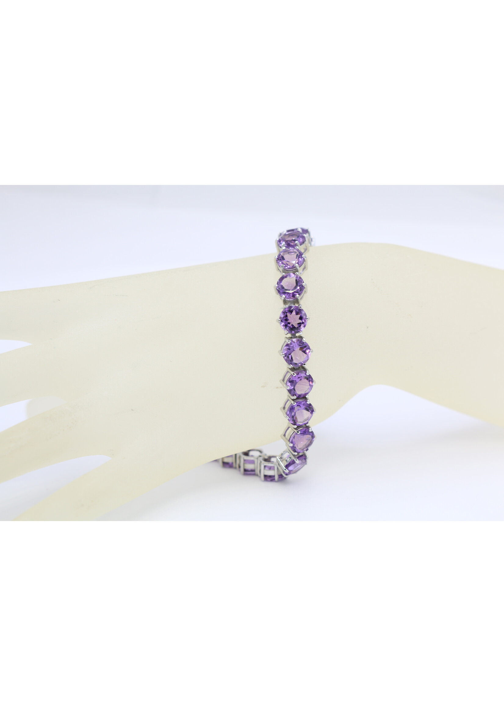 Bracciale in argento rodiato 925 con ametiste naturali -