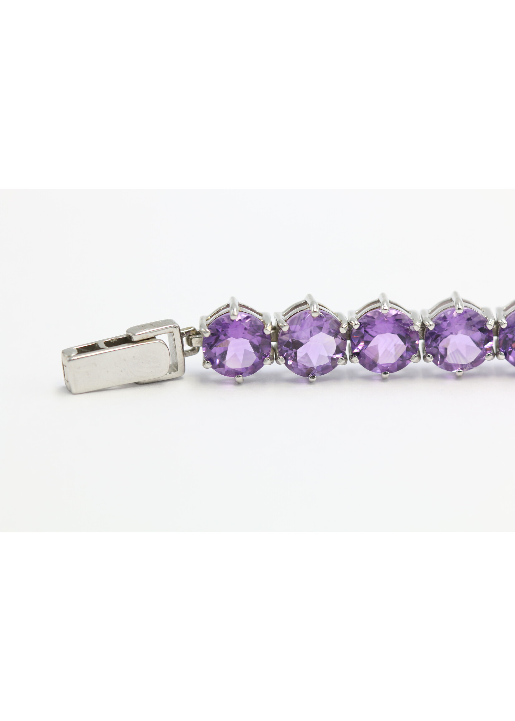 Bracciale in argento rodiato 925 con ametiste naturali -