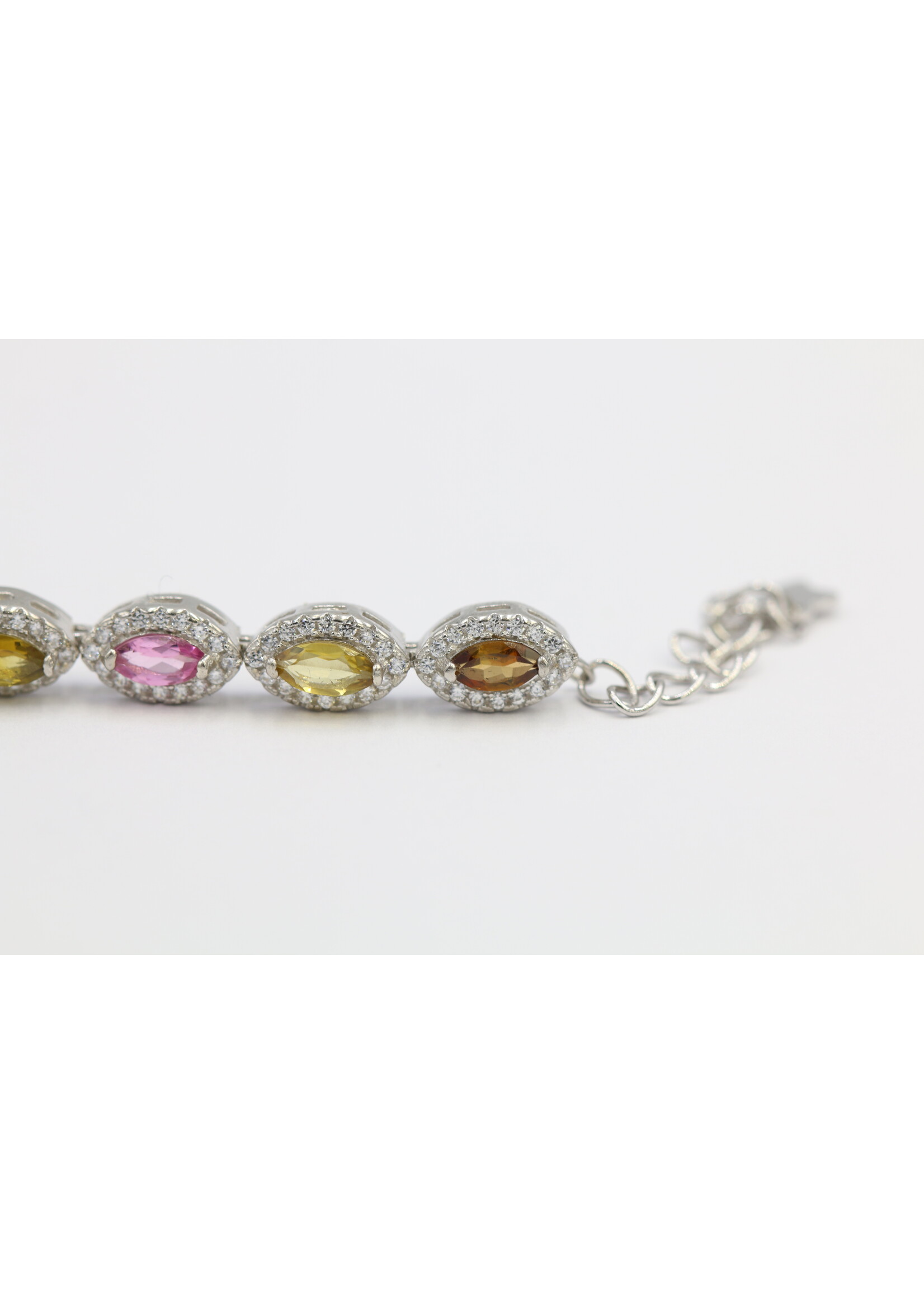 925 gerhodineerd zilveren Armband bezet met natuurlijke Multi-Kleur Toermalijnen