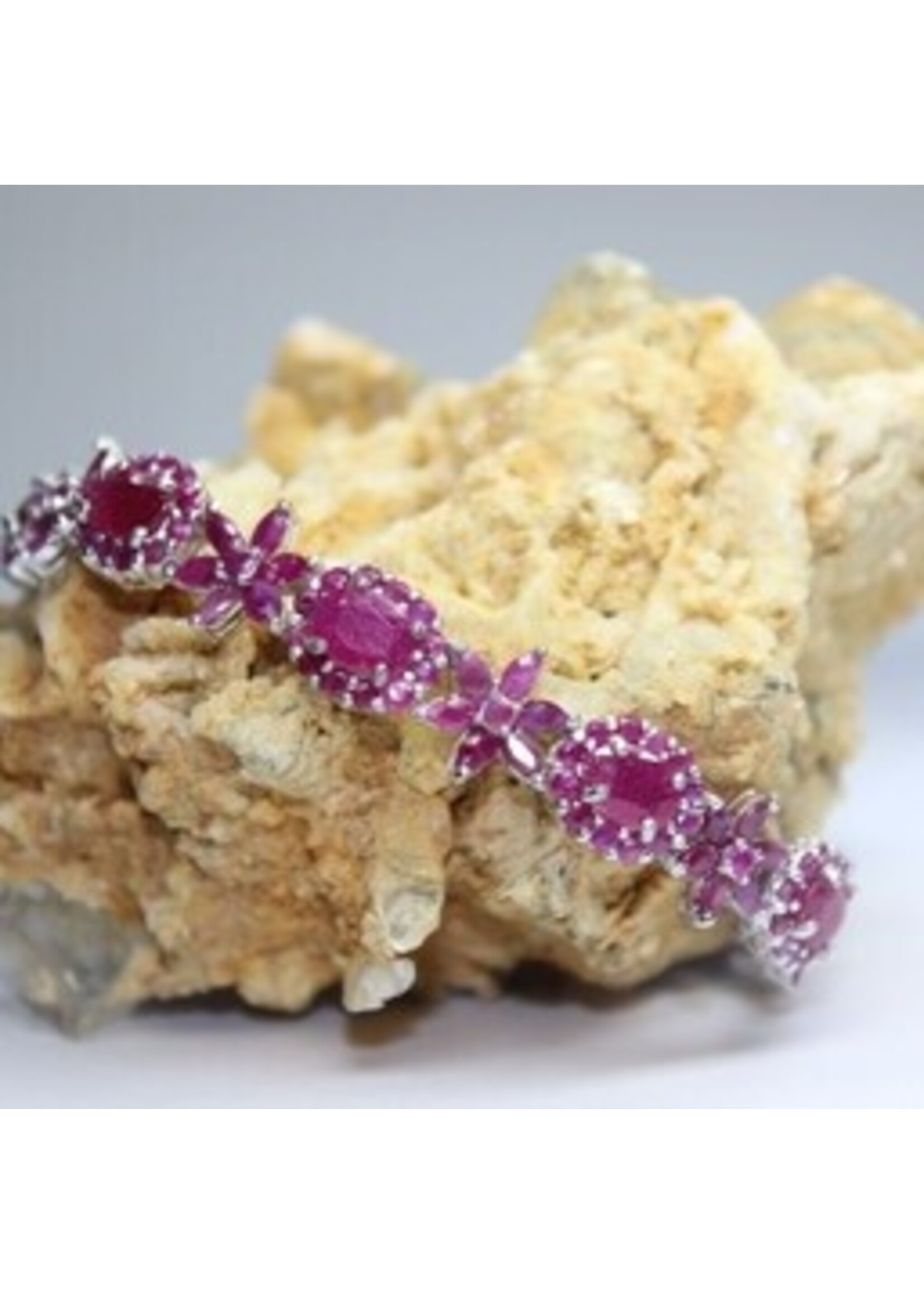 925 bracelet en argent rhodié serti de rubis naturel