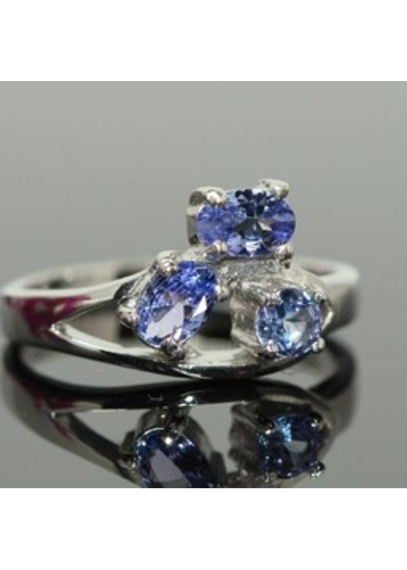 Anello in argento 925 rodiato set con Tanzanieten naturale