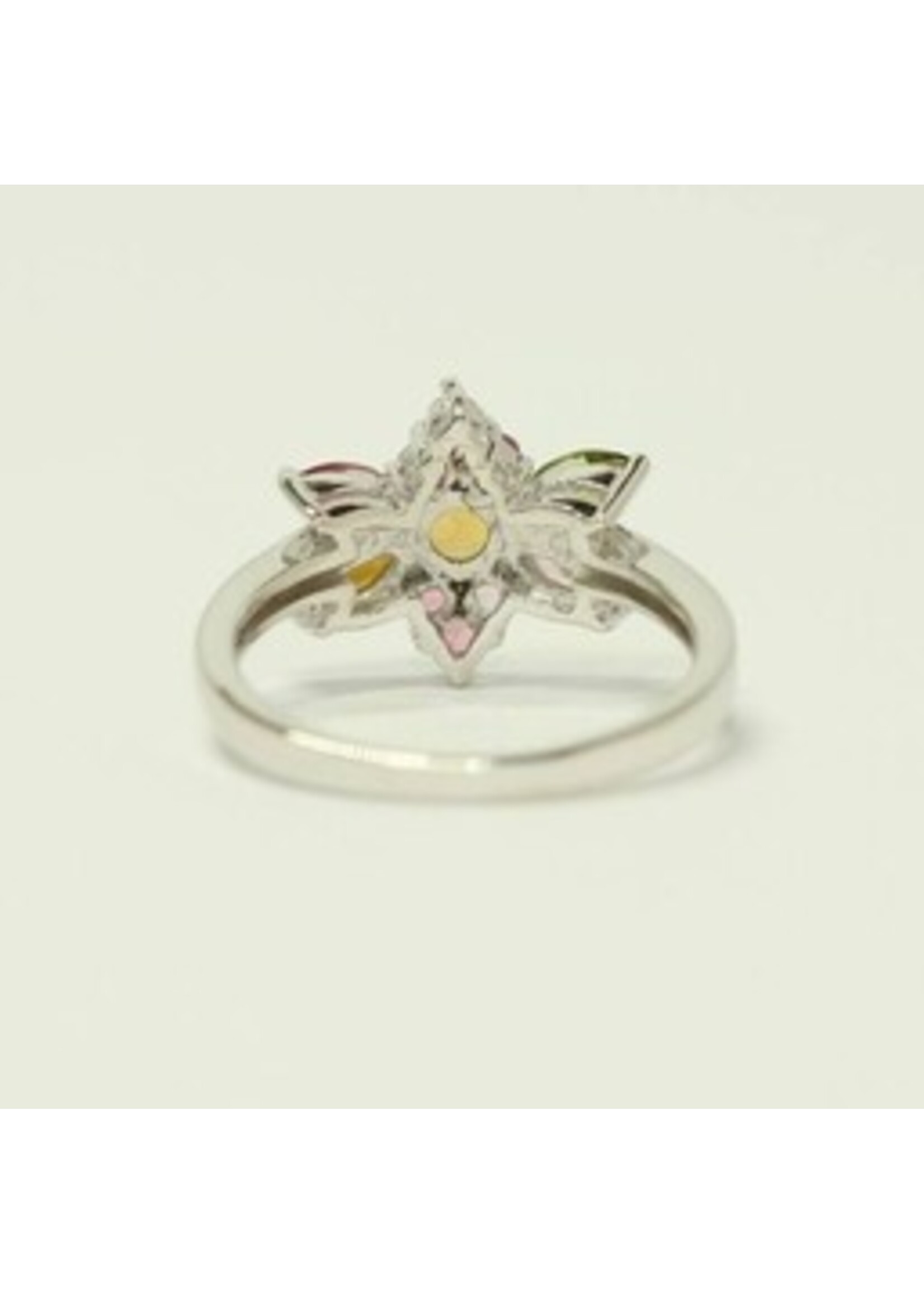 Bague en argent 925 rhodié serti de couleur naturelle Tourmaline multiples /