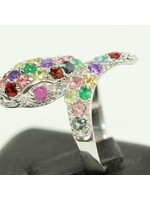 Figurative ring with precious stones