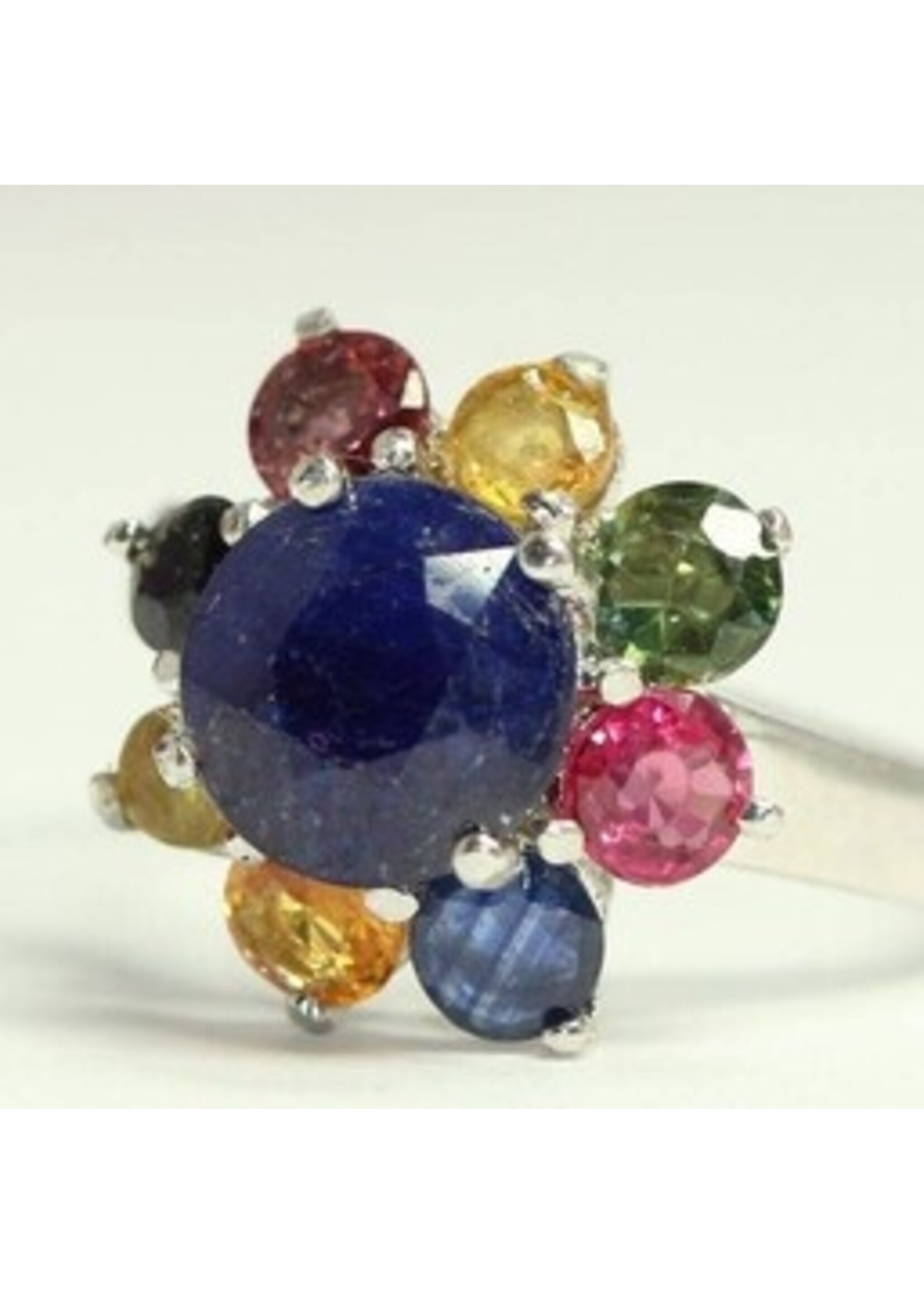 Anello in argento 925 rodiato set con naturale multicolore Sapphire