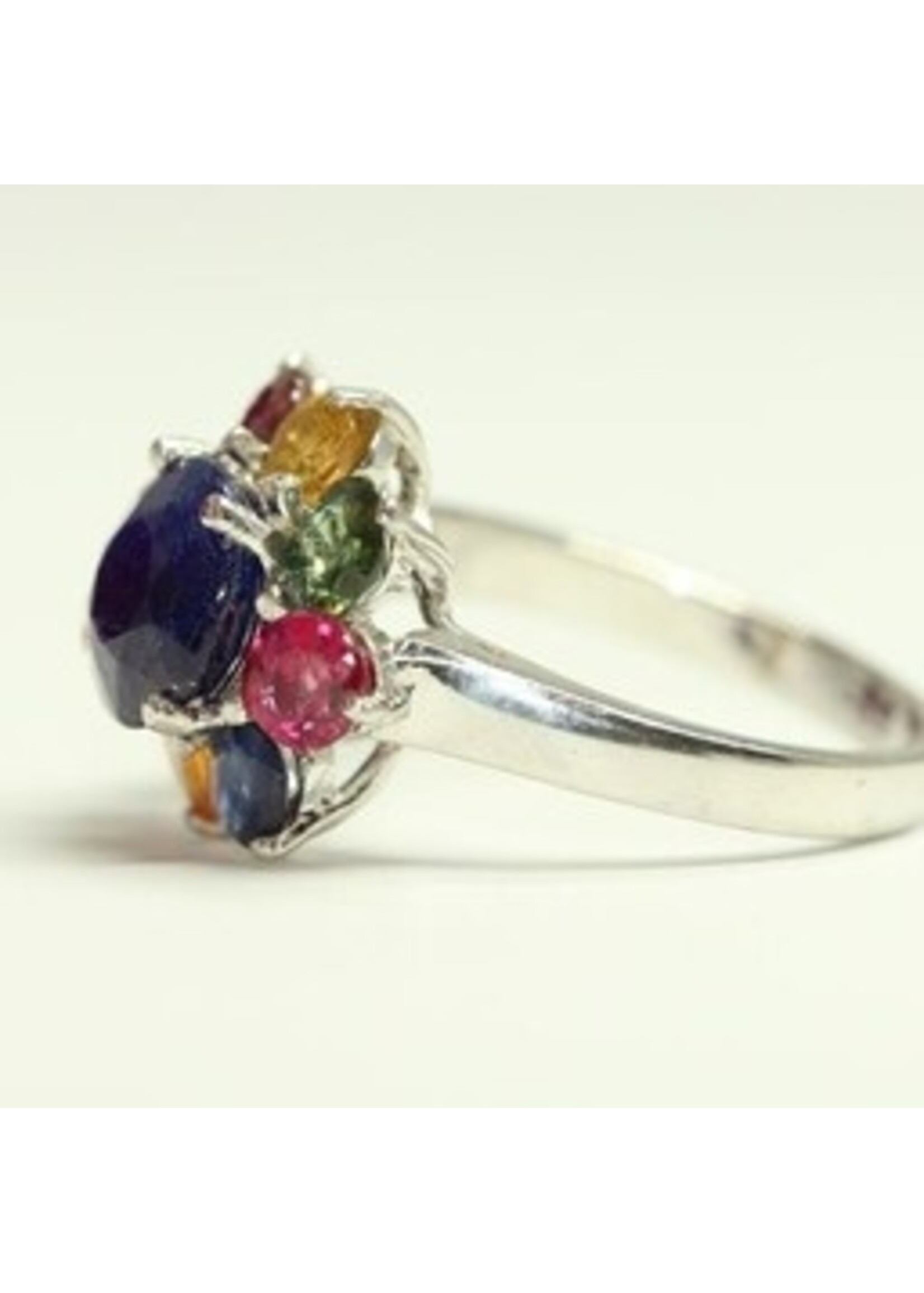 Anello in argento 925 rodiato set con naturale multicolore Sapphire