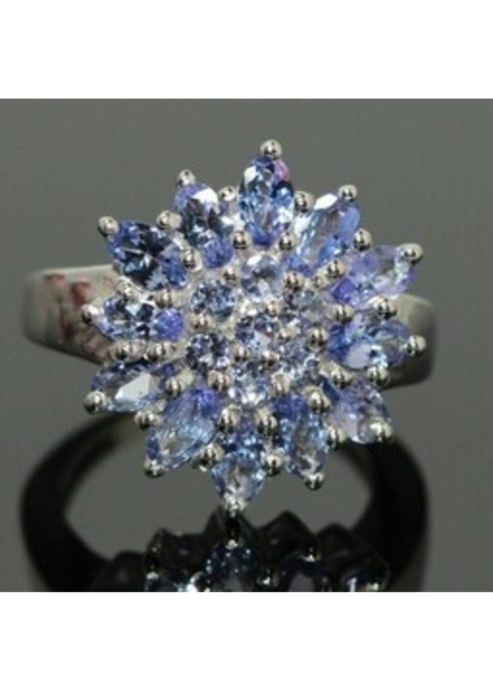 Anello in argento 925 rodiato set con Tanzanieten naturale