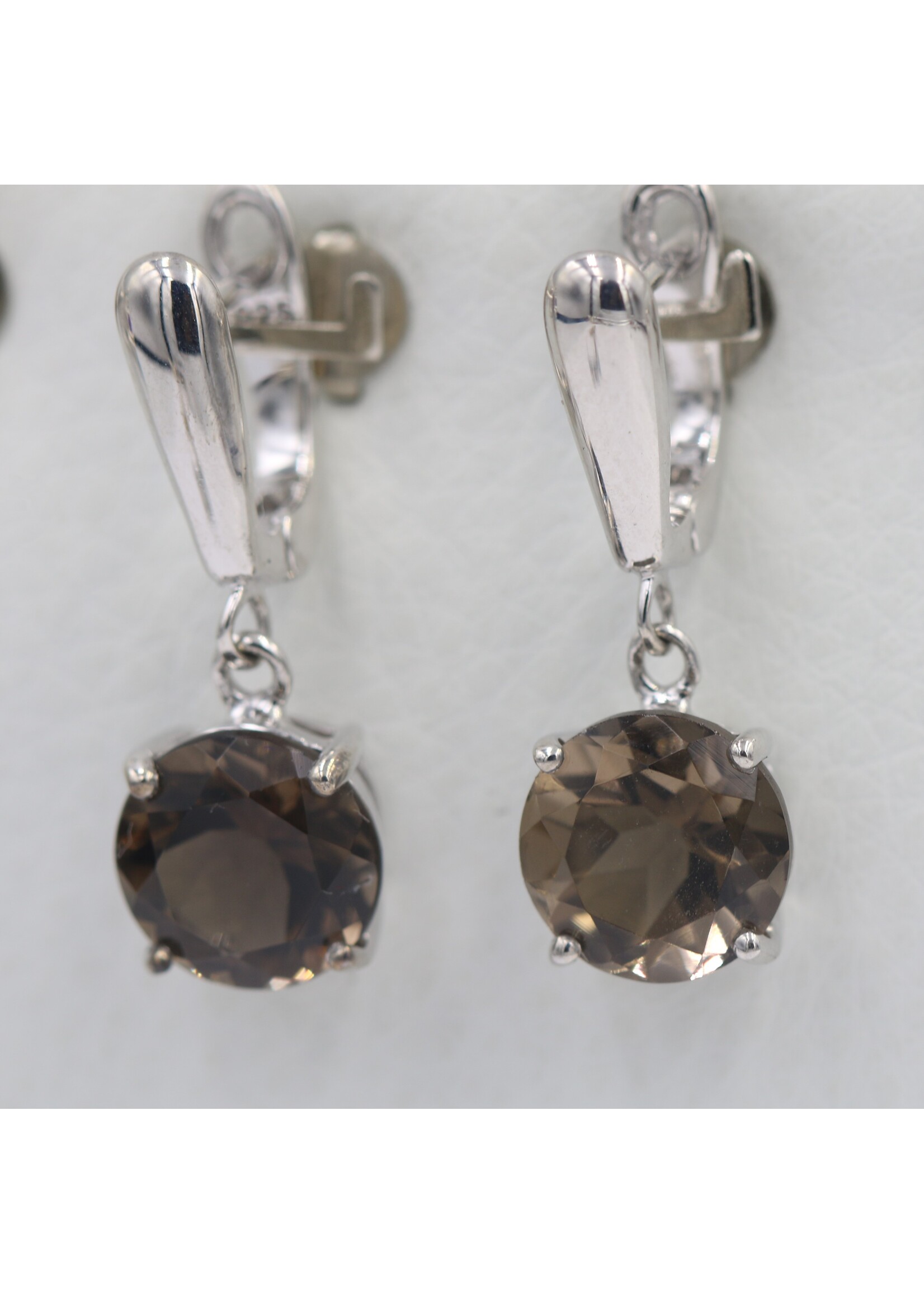 Orecchini in argento rodiato 925 con quarzo fumé naturale