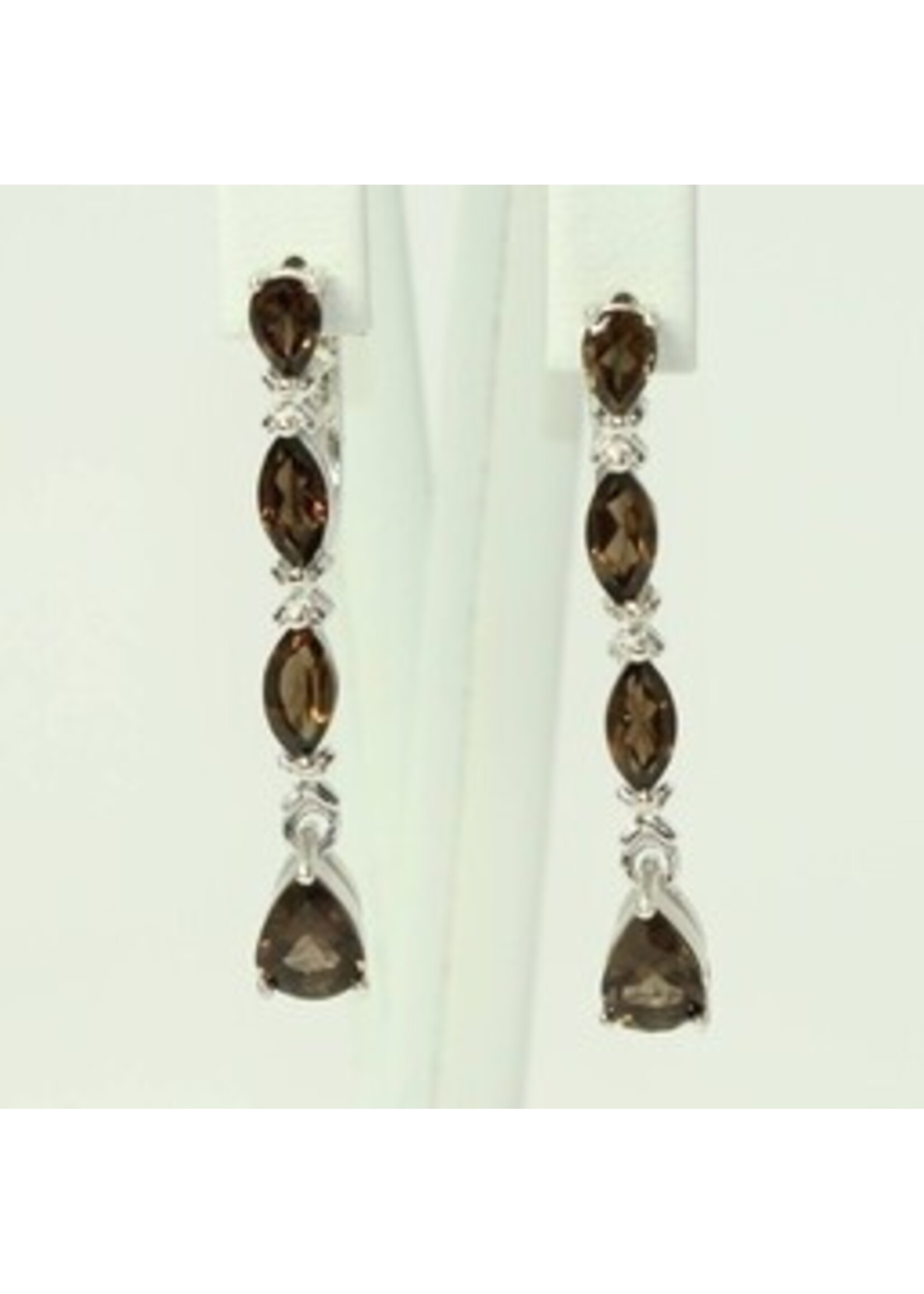 925 rhodium silver earrings set with natural Smoky Quartz