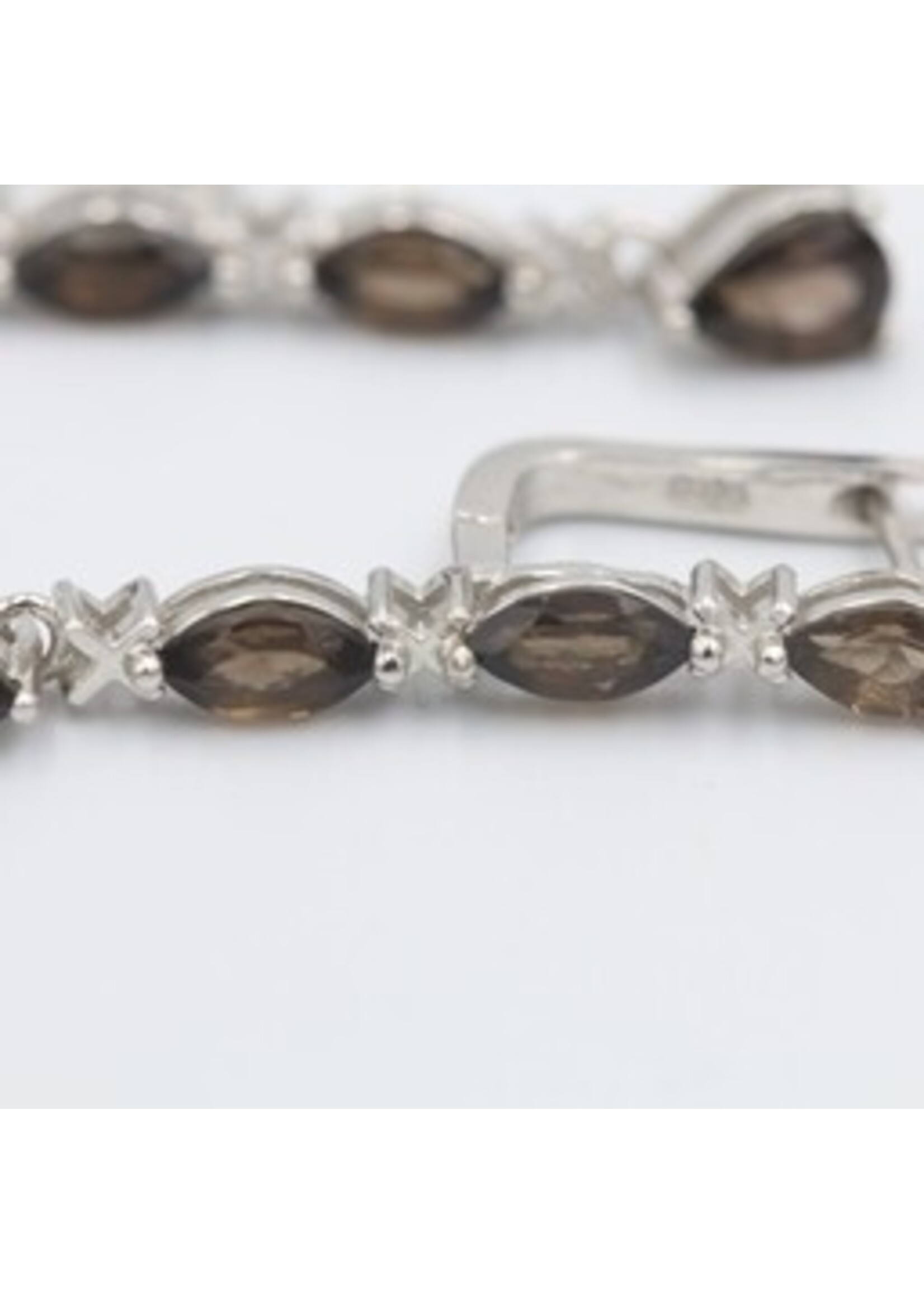 925 boucles d'oreilles en argent rhodié serti de naturel Smoky Quartz