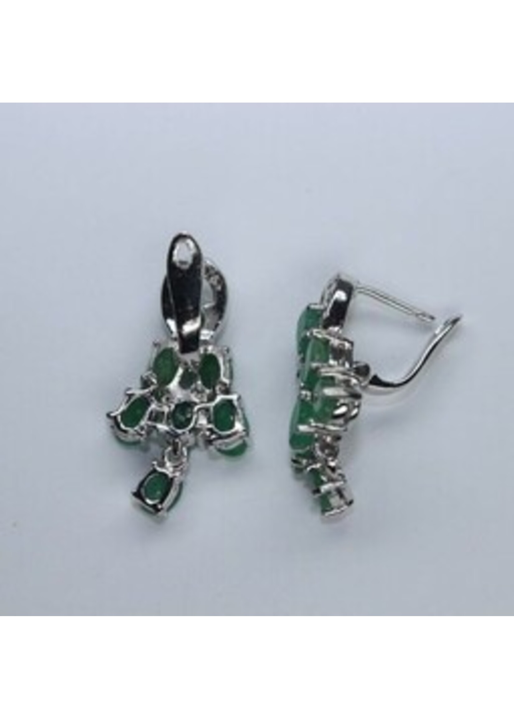 925 rhodium silver earrings set with natural Emerald
