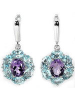 Earrings with Blue Topaz and Amethyst