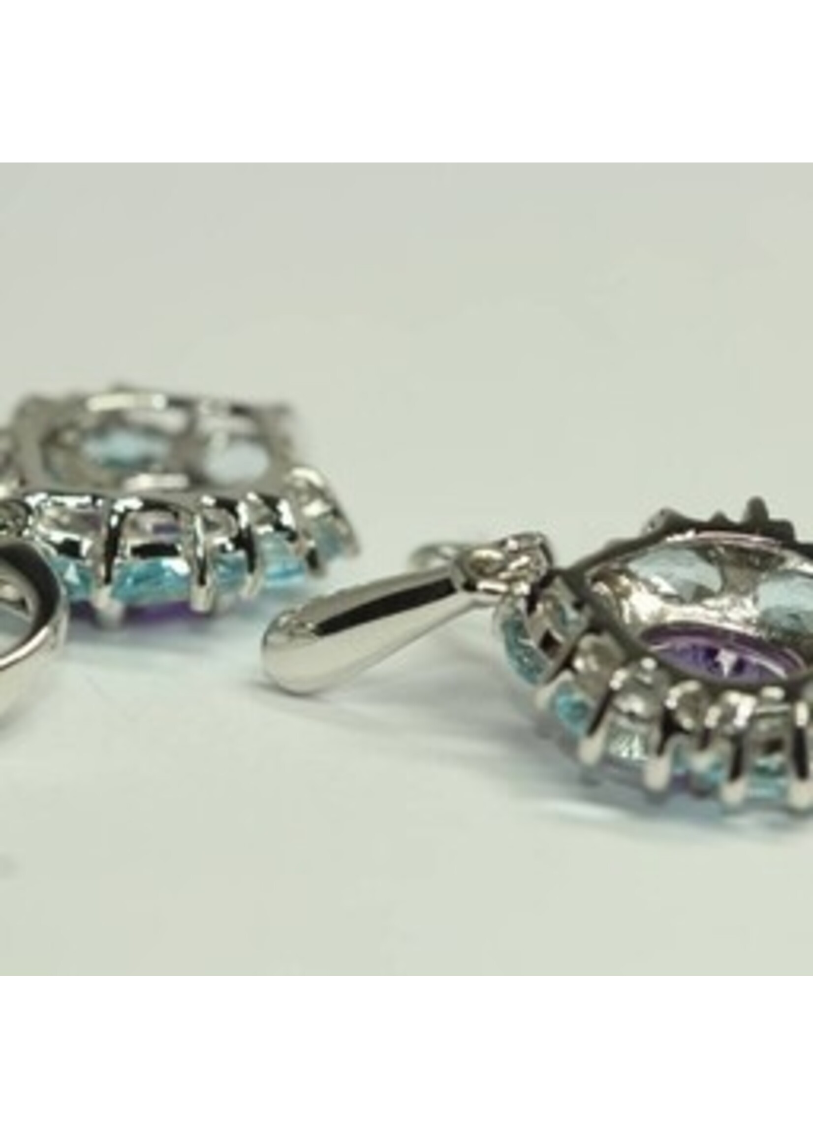 925 orecchini d'argento rodio set con naturale topazio azzurro e Ametista