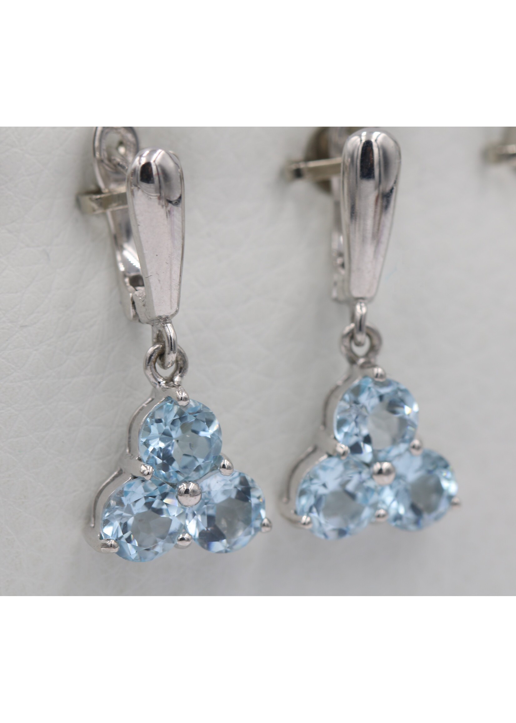 925 rhodium plated silver earrings set with natural Blue Topaz