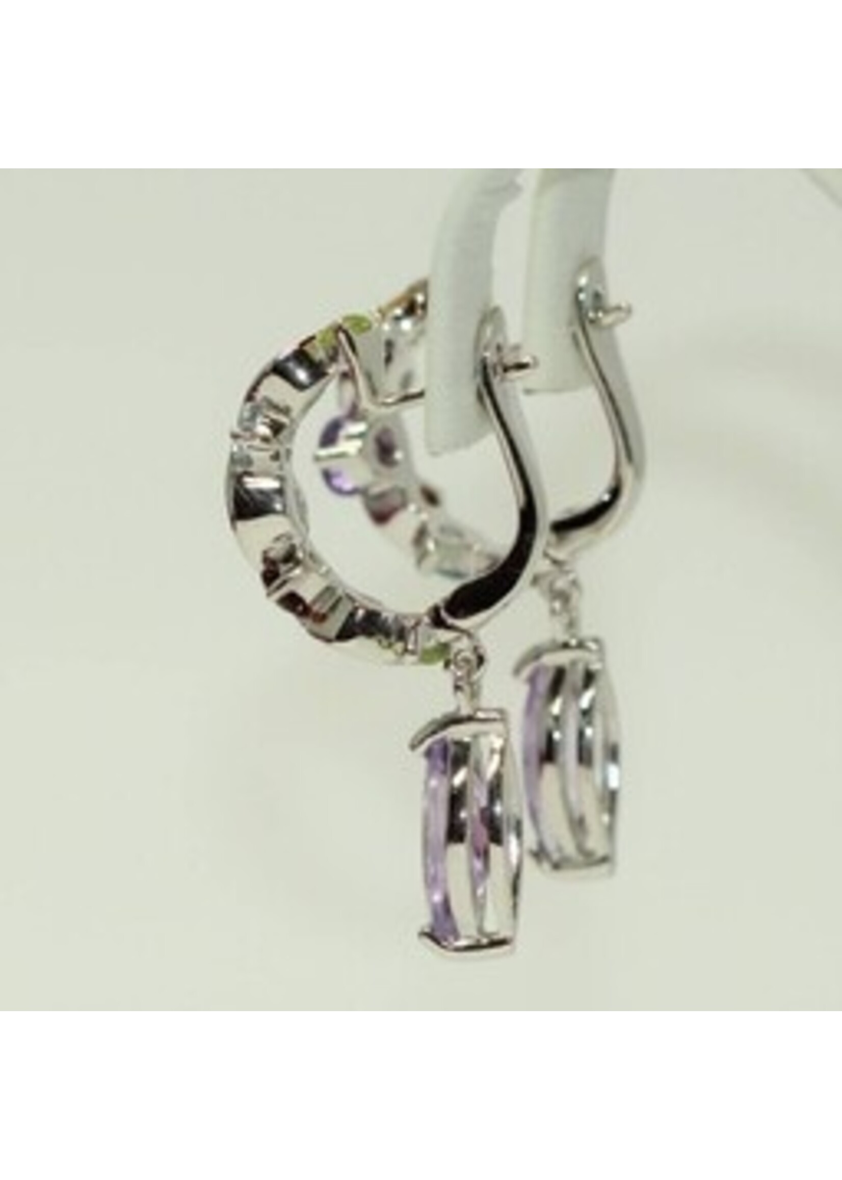 925 rhodium silver earrings with natural Amethyst, Blue Topaz, Citrine, Garnet and Peridot