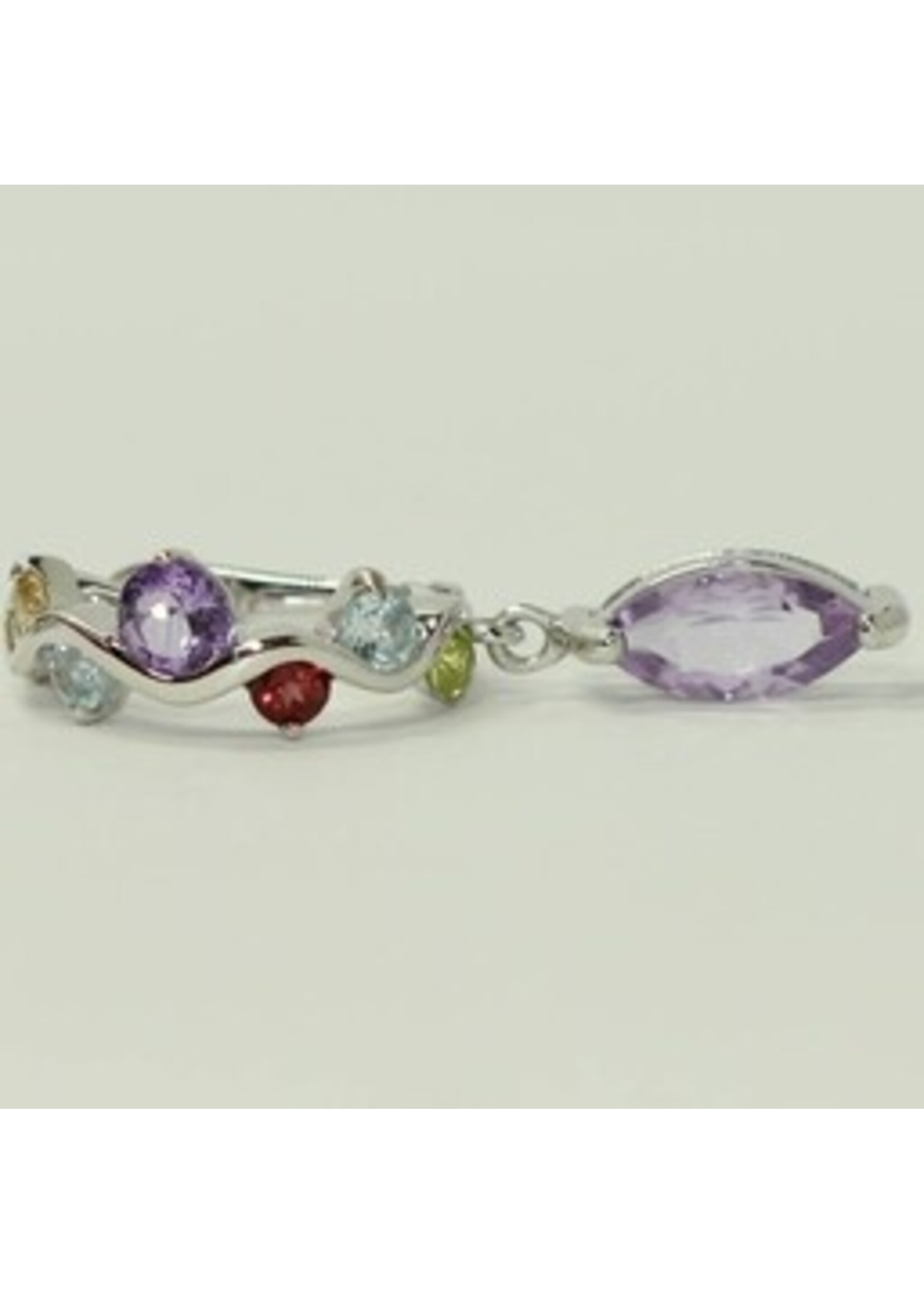 925 orecchini argento rodiato con naturale ametista, topazio azzurro, citrino, granato e peridoto