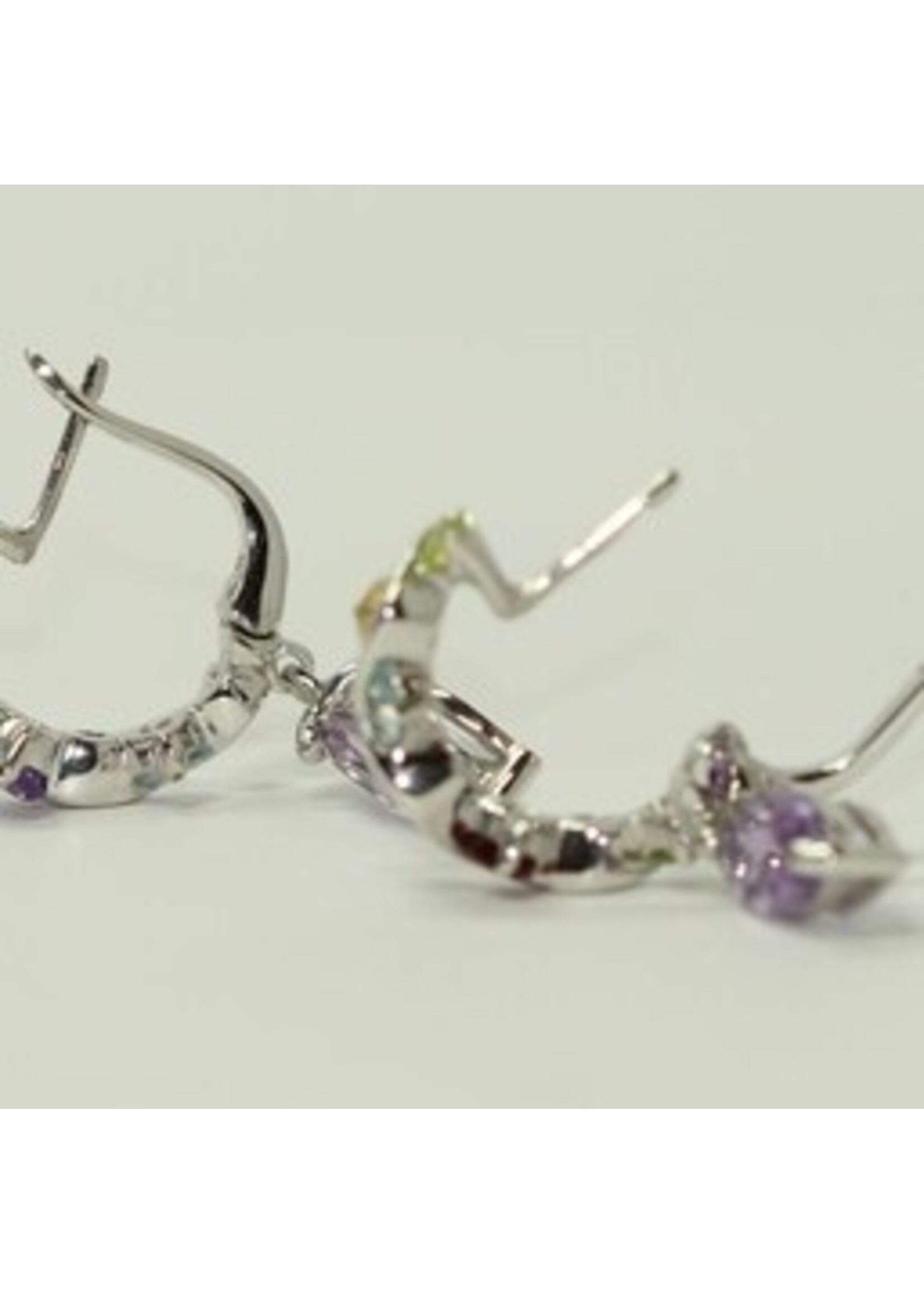 925 rhodium silver earrings with natural Amethyst, Blue Topaz, Citrine, Garnet and Peridot