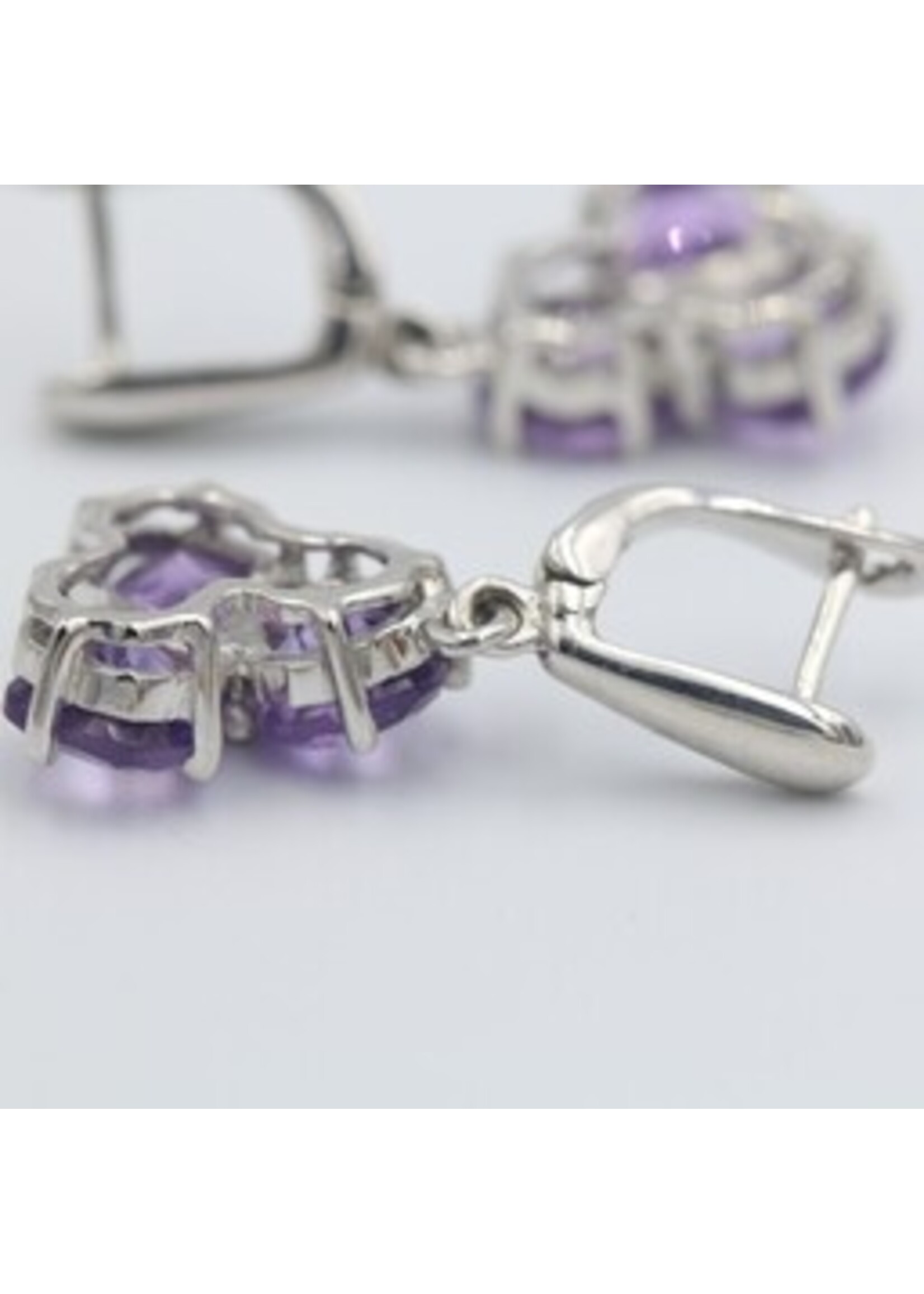 Orecchini in argento rodiato 925 con ametista naturale