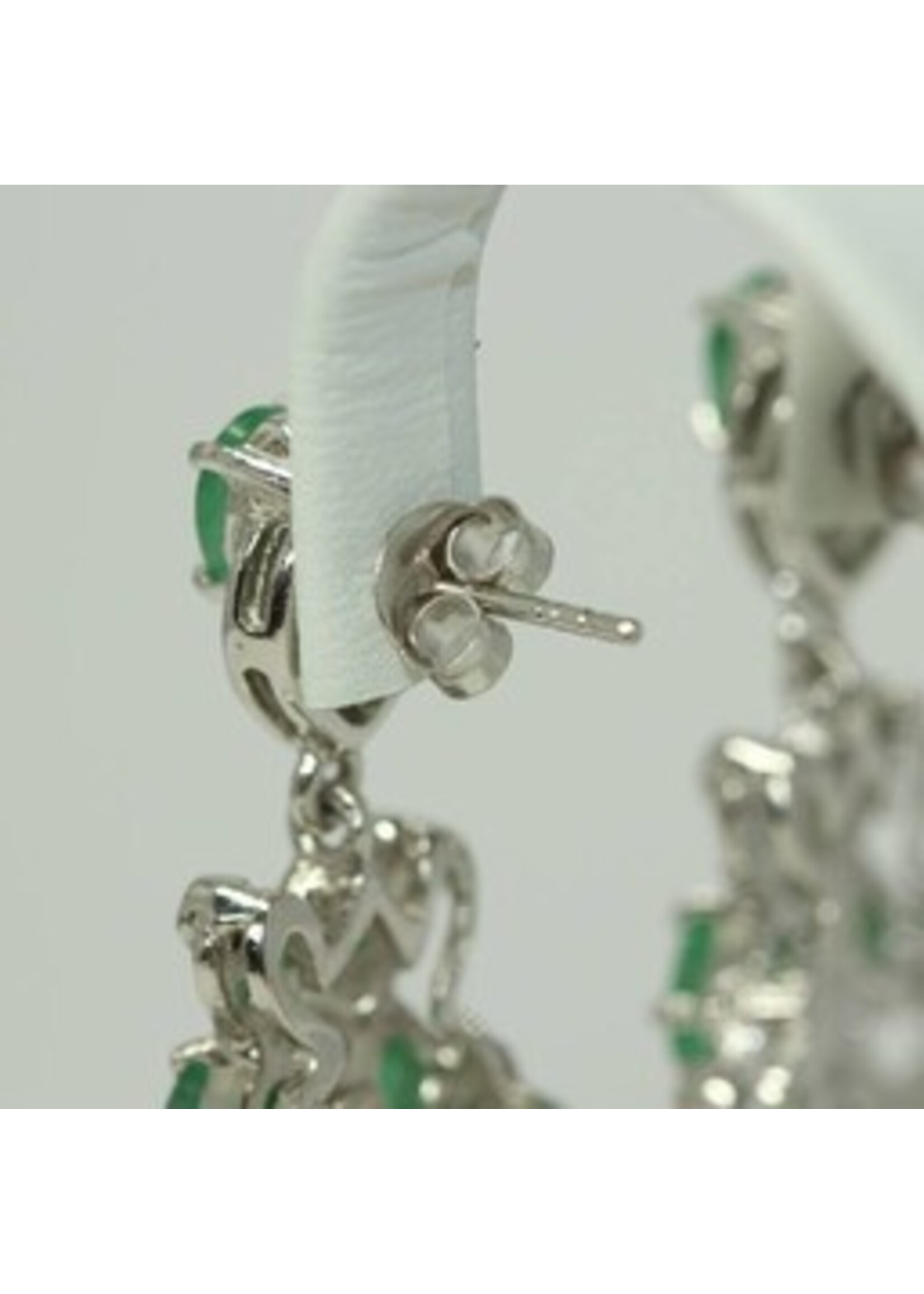925 rhodium boucles d'oreilles en argent avec Emerald naturel