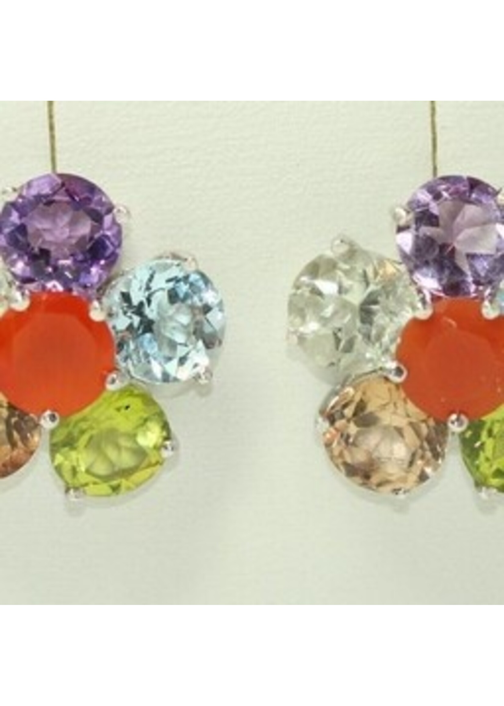 925 boucles d'oreilles en argent rhodié serti de cornaline naturel, améthyste, topaze bleue, péridot et Quartz